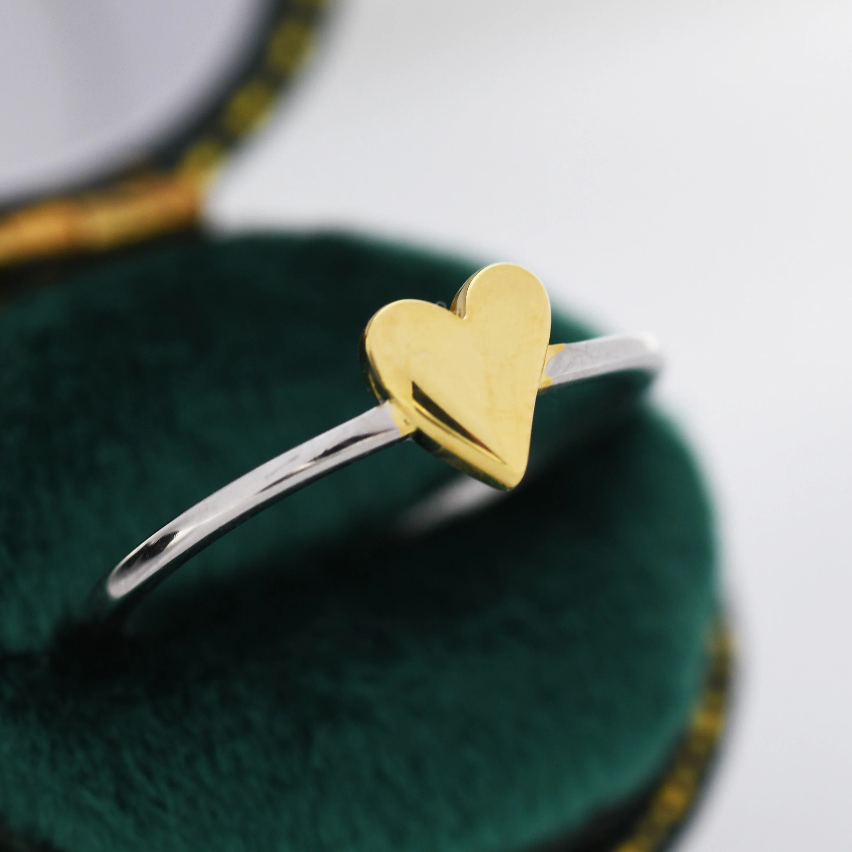 Heart Ring in Sterling Silver, Silver and Gold Two Tone Ring, Heart of Gold, Gold Heart Ring, Size US 5 - 8 - Image 8
