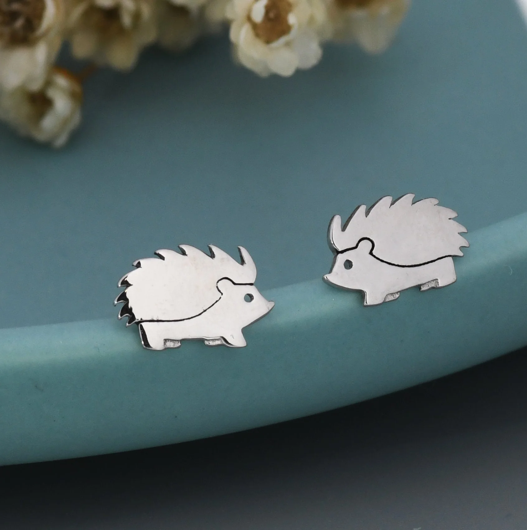Hedgehog Stud Earrings in Sterling Silver, Silver or Gold, Cute Fun and Quirky Animal Jewellery, Woodland Inspired. - Image 8
