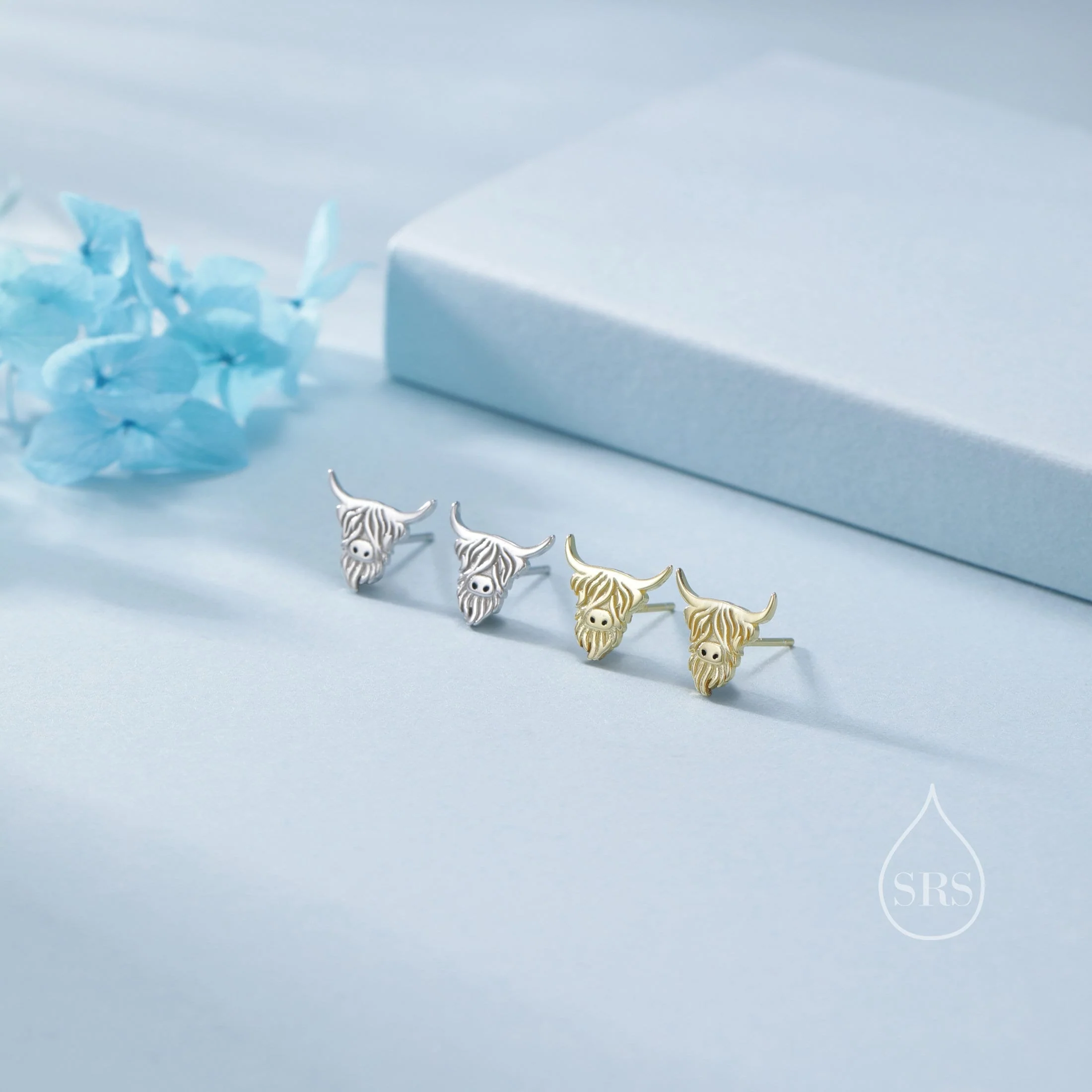 Highland Cow Stud Earrings in Sterling Silver, Silver or Gold Bull Earrings, Cow Earrings, Scottish Design - Image 2