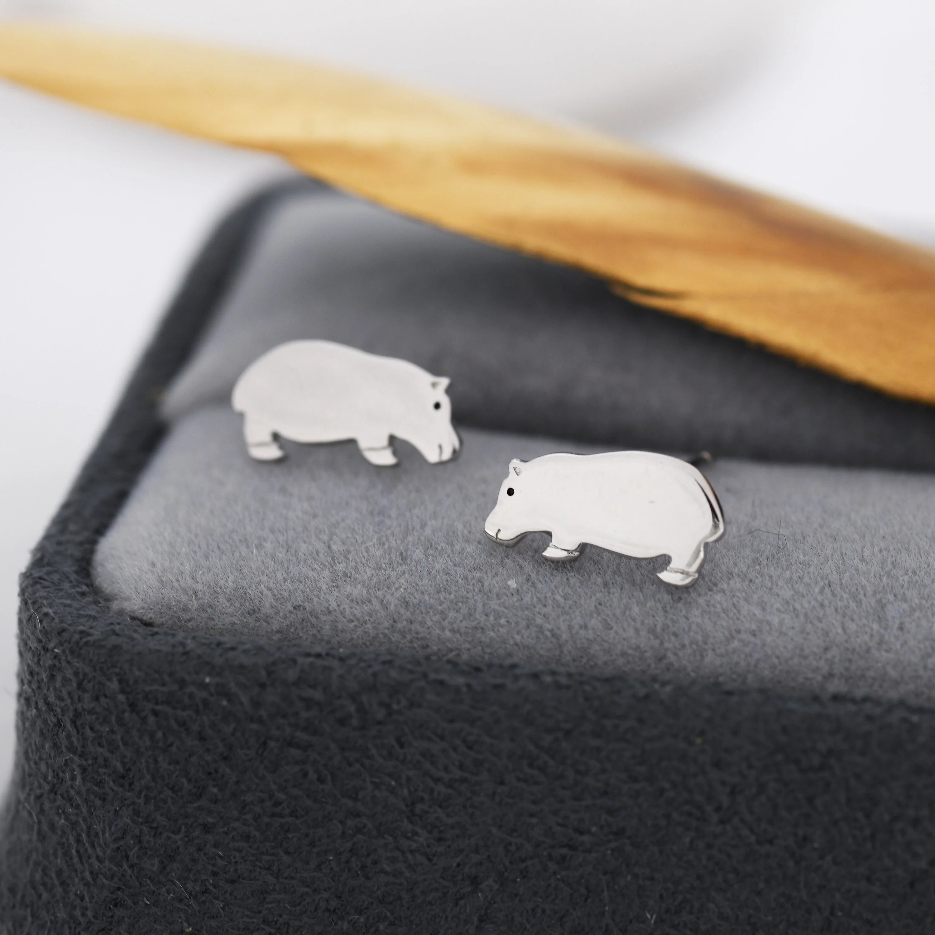 Hippo Stud Earrings in Sterling Silver, Cute Baby Hippo Earrings, Nature Inspired Animal Earrings - Image 12