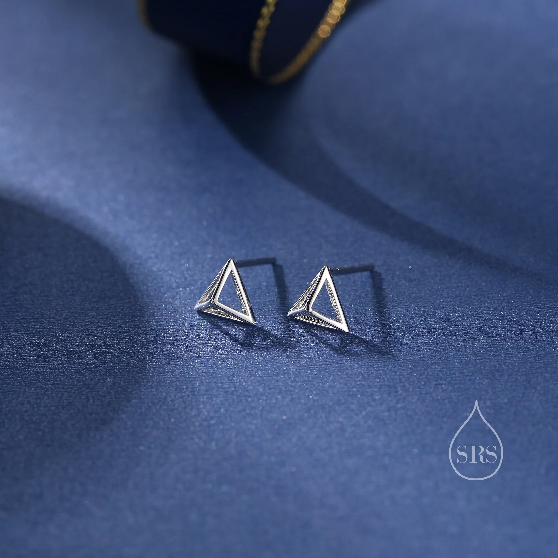 Hollow Pyramid Spike Stud Earrings in Sterling Silver, Silver, Gold or Rose Gold, Small Pyramid Earrings, Geometric Stacking Earrings - Image 3