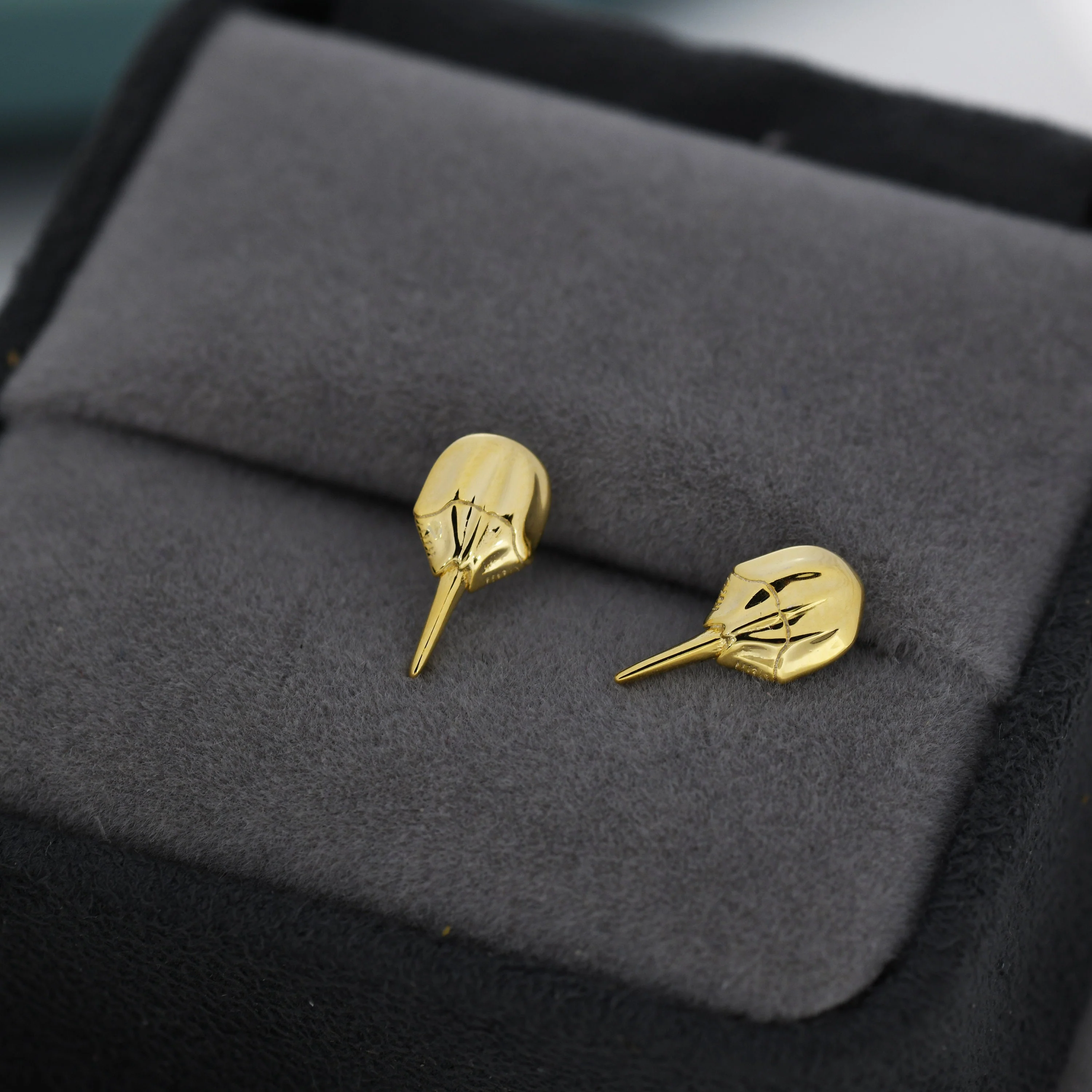 Horseshoe Crab Stud Earrings in Sterling Silver, Silver or Gold, Ocean Animal, Nature Inspired Animal Earrings - Image 3