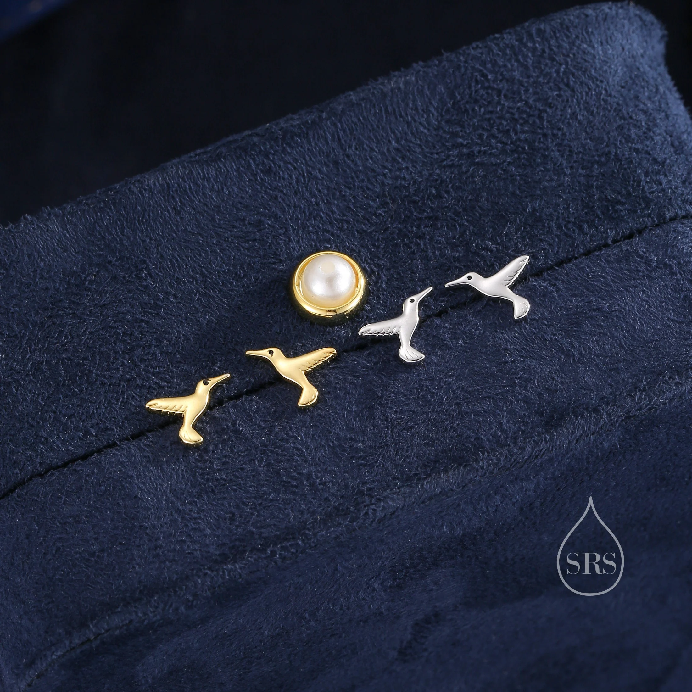 Hummingbird Stud Earrings in Sterling Silver, Silver or Gold, Flying Bird Earrings, Tiny Bird Earrings, Nature Inspired Animal Earrings - Image 6