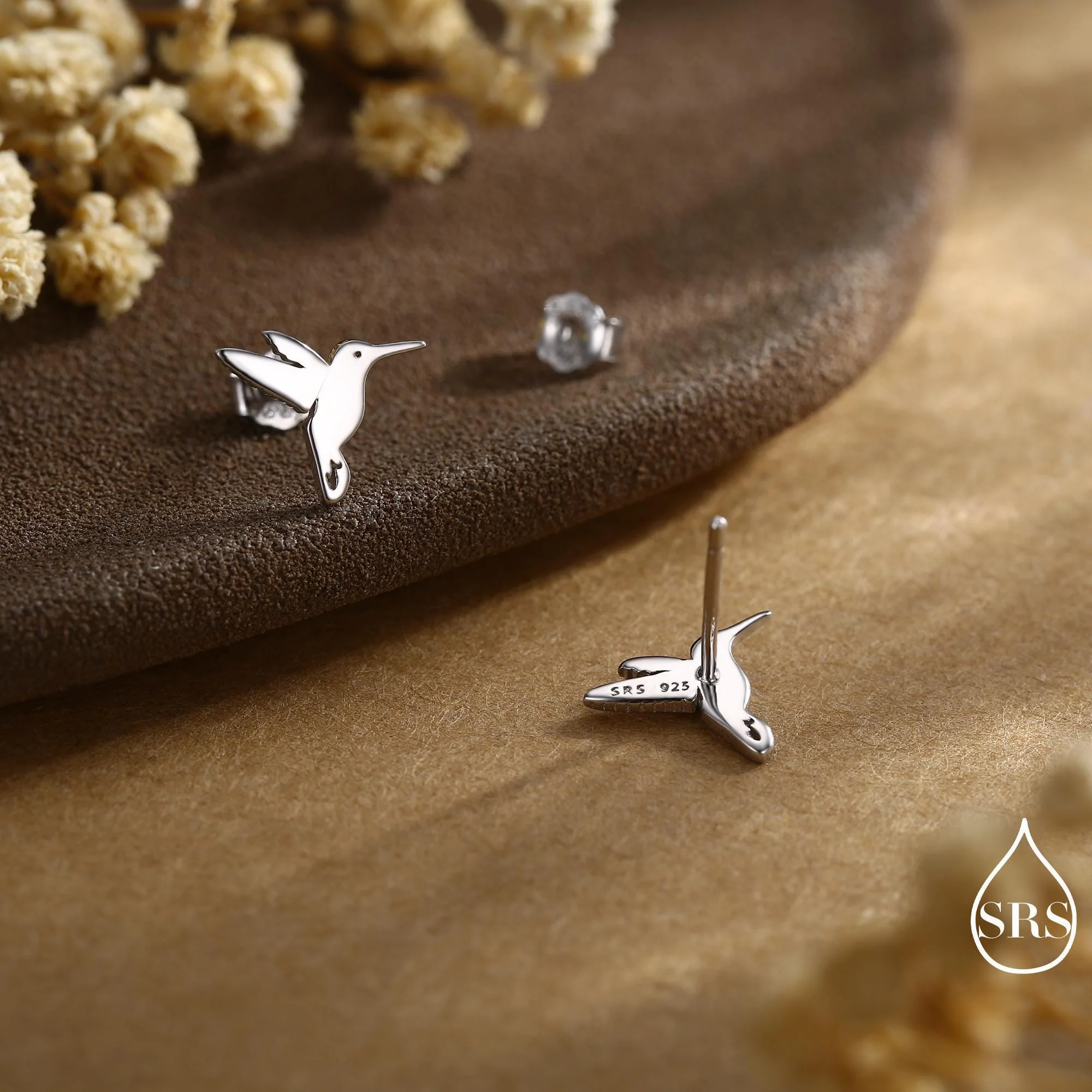 Hummingbird Stud Earrings in Sterling Silver, Silver or Gold, Flying Bird Earrings, Nature Inspired Animal Earrings - Image 5