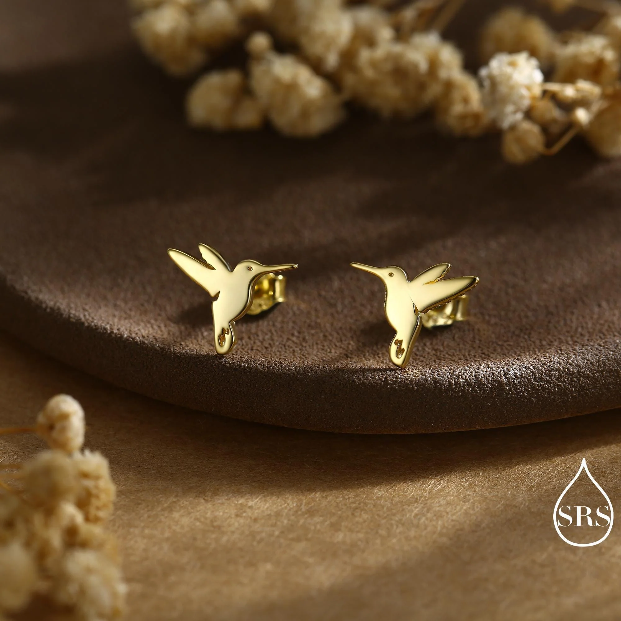 Hummingbird Stud Earrings in Sterling Silver, Silver or Gold, Flying Bird Earrings, Nature Inspired Animal Earrings - Image 6