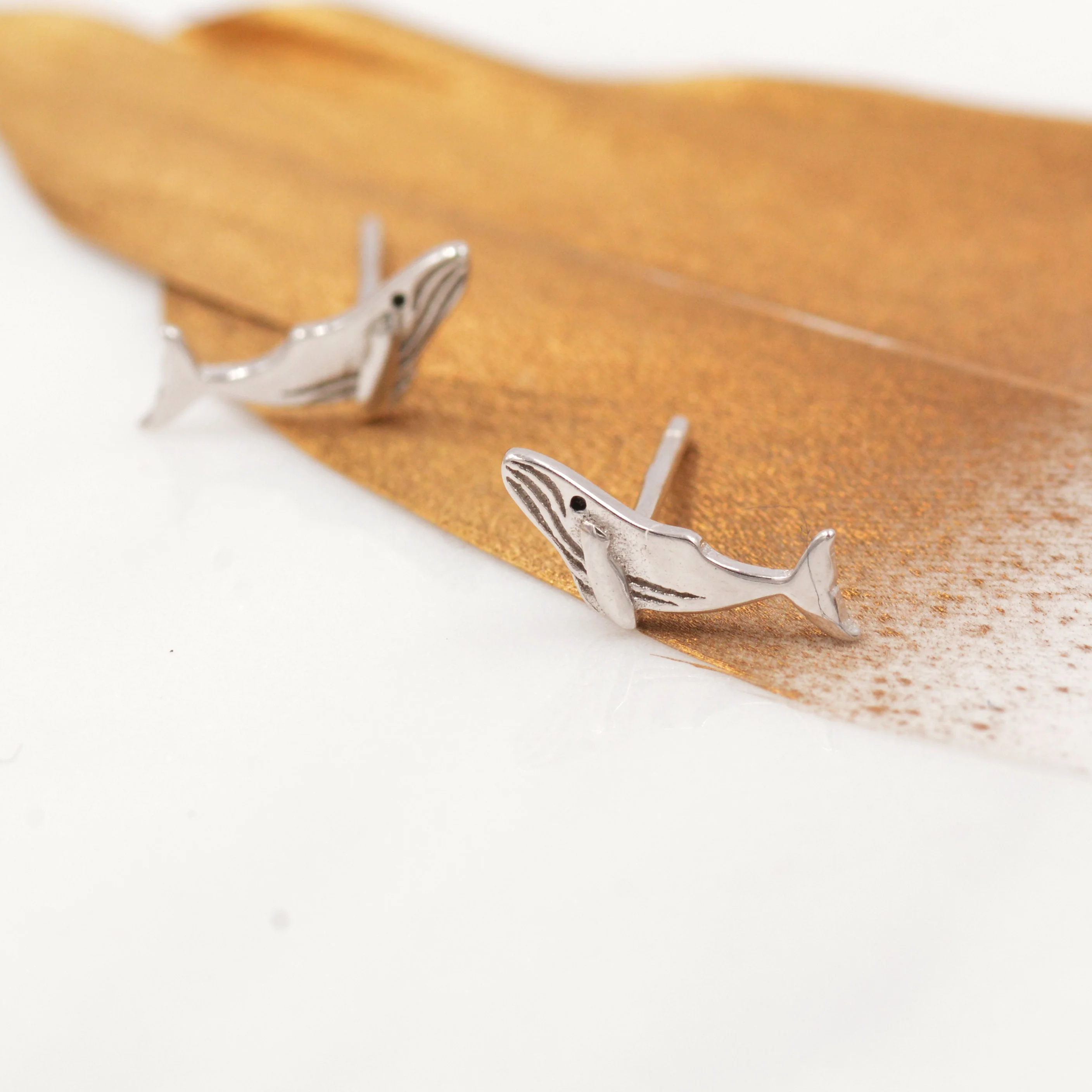 Humpback Whale Stud Earrings in Sterling Silver - Petite Fish Stud - Sea, Ocean, Cute, Fun, Whimsical - Image 4