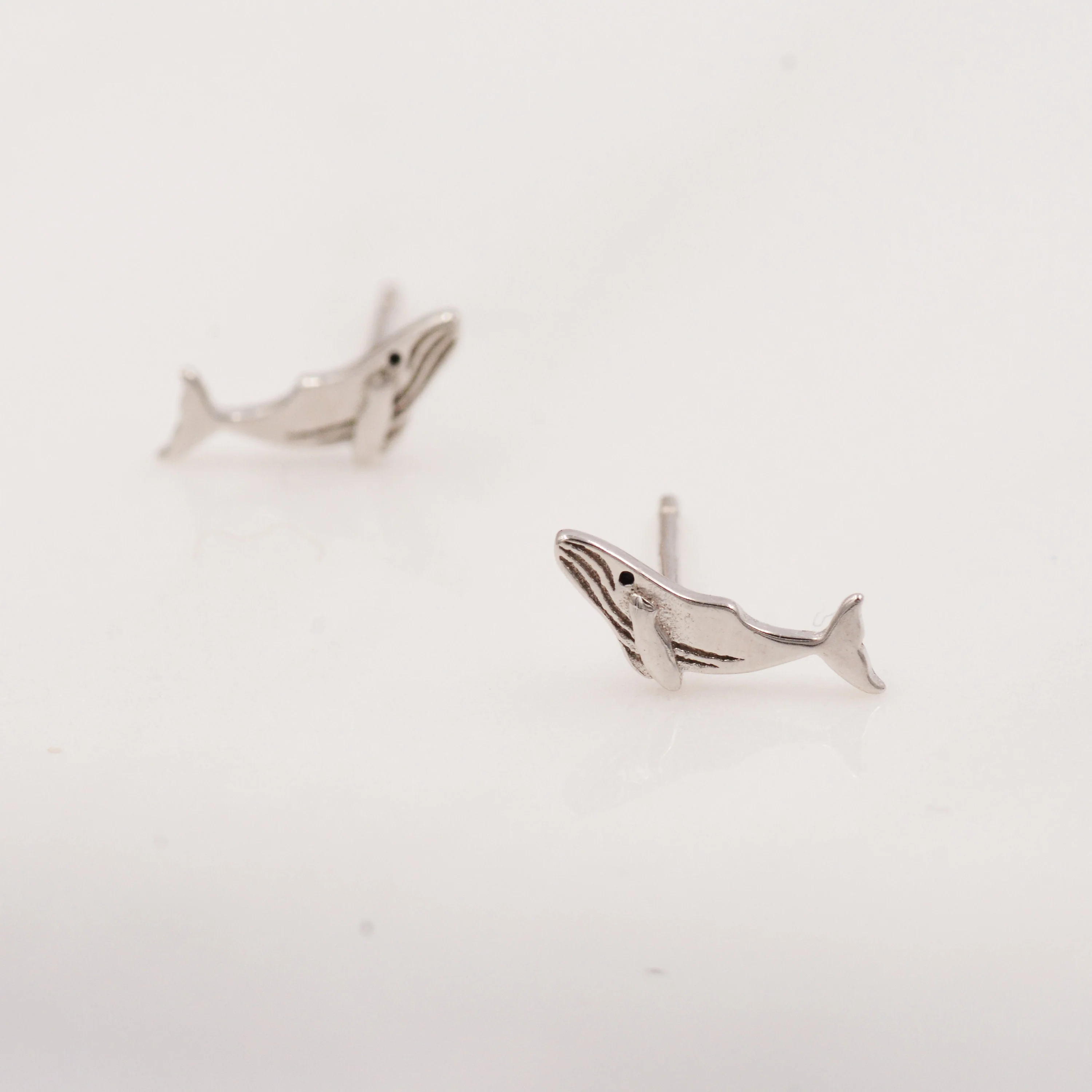 Humpback Whale Stud Earrings in Sterling Silver - Petite Fish Stud - Sea, Ocean, Cute, Fun, Whimsical - Image 5