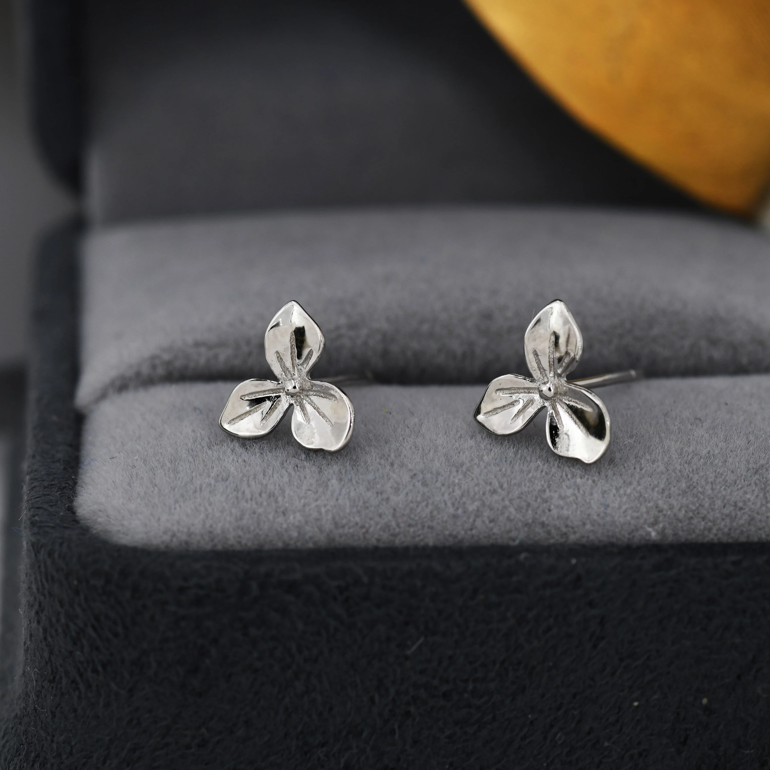 Hydrangea Flower Stud Earrings in Sterling Silver, Silver or Gold, Flower Earrings, Nature Inspired Flower Earrings - Image 5