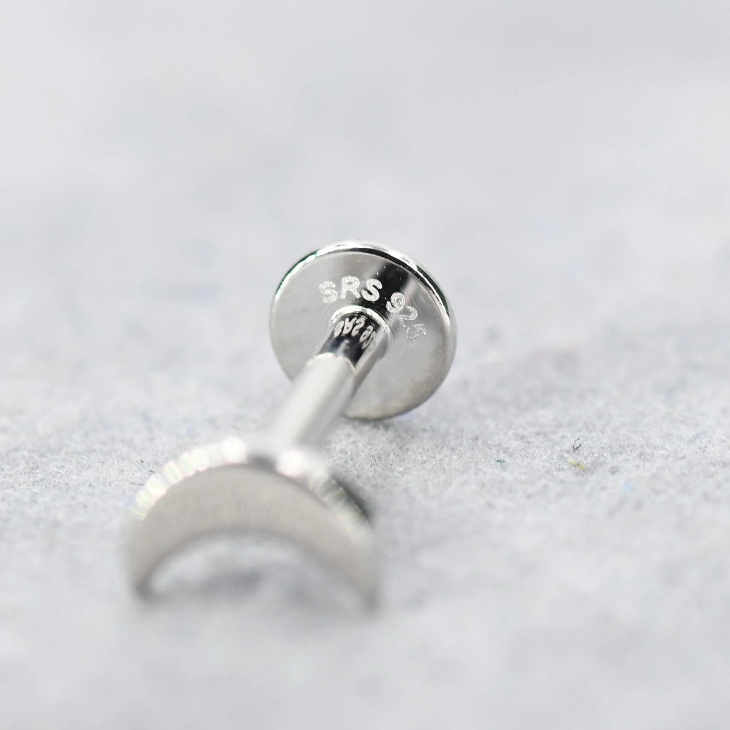 Internally Threaded Flat Back Moon Earrings in Sterling Silver, Silver or Gold or Rose Gold, Also available with Butterfly Backs - Image 8