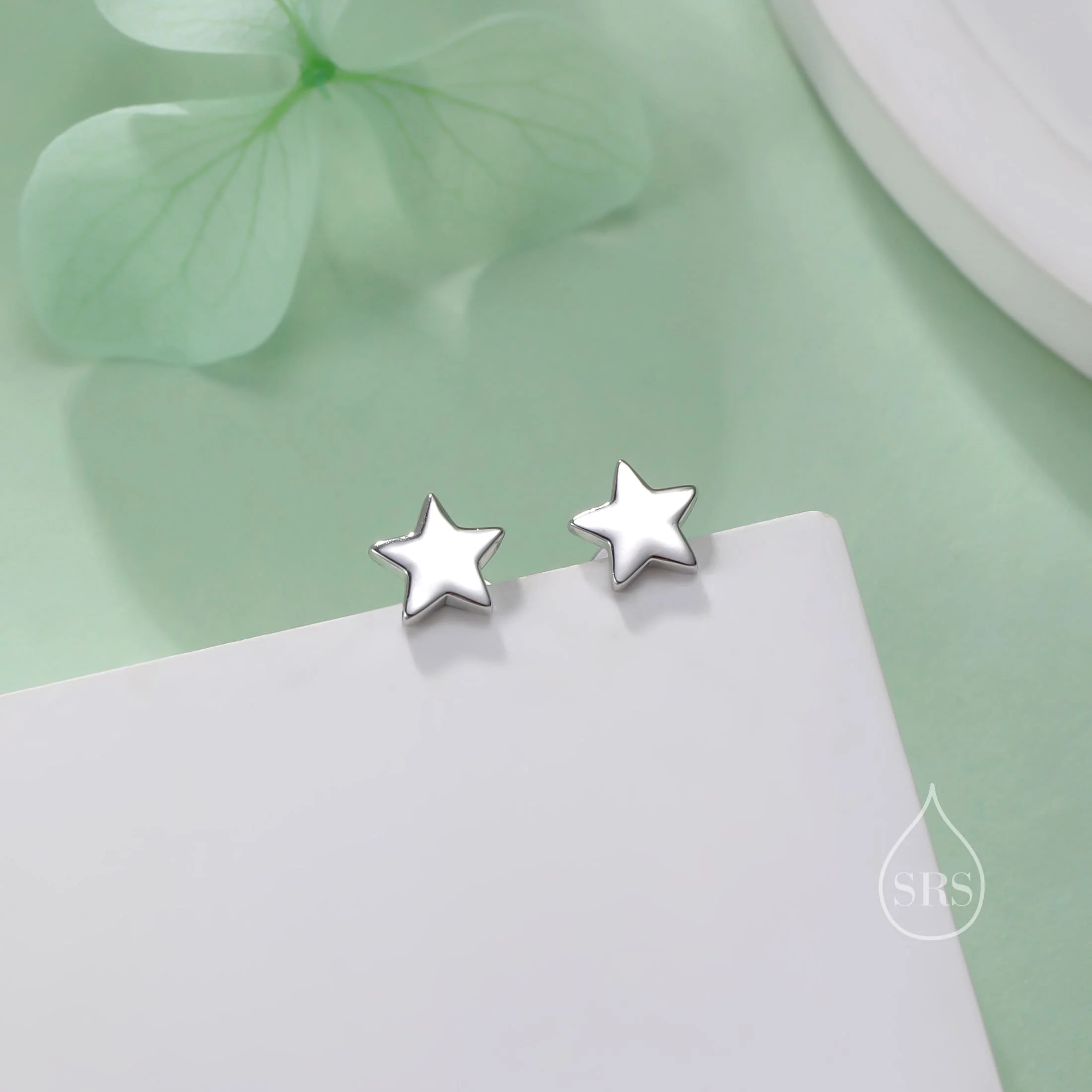 Tiny Star 16G Internally Threaded Flat Back Earrings in Sterling Silver - Image 3