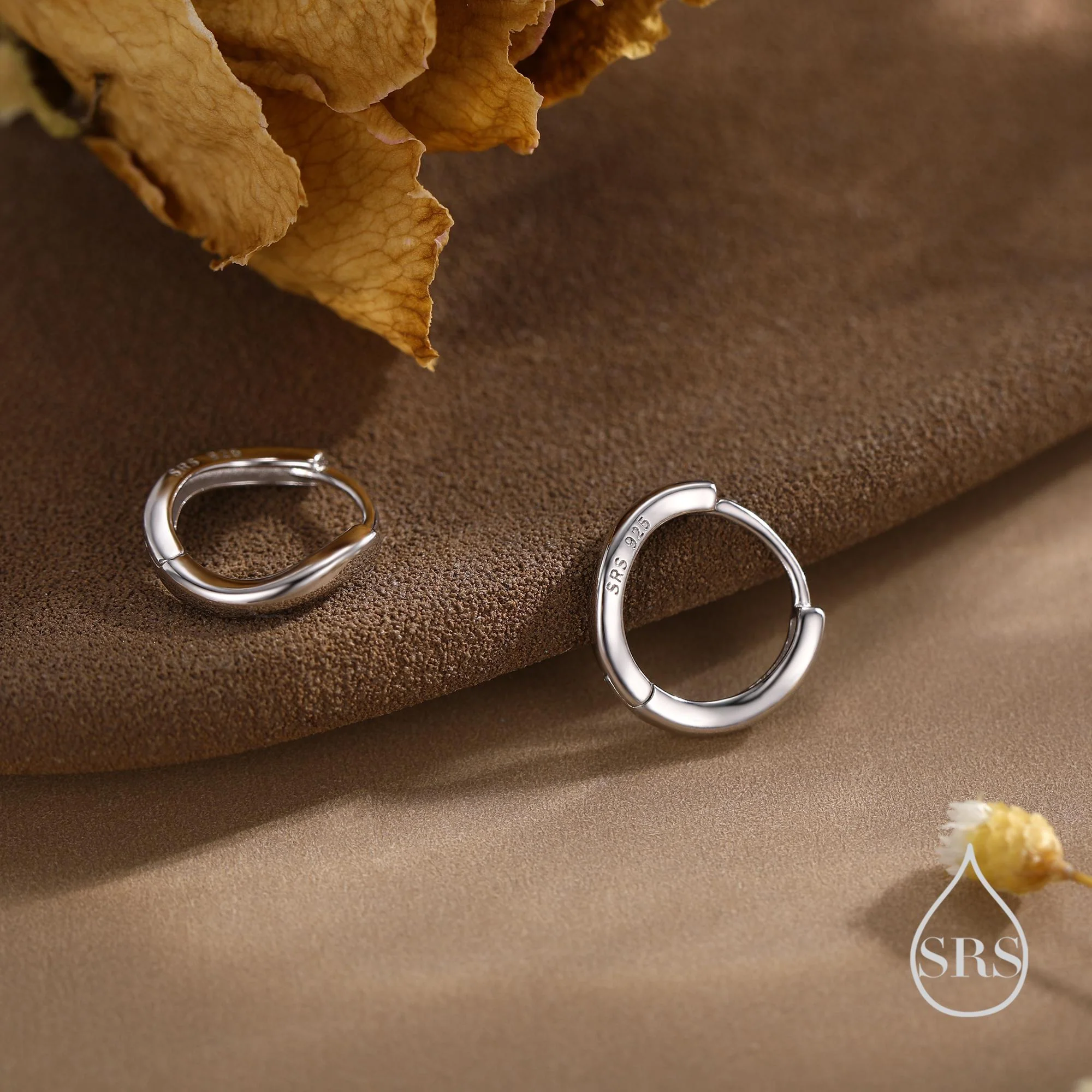 Irregular Shaped Minimalist Huggie Hoop Earrings in Sterling Silver, Silver or Gold or Rose Gold, Delicate Skinny Hoops - Image 7