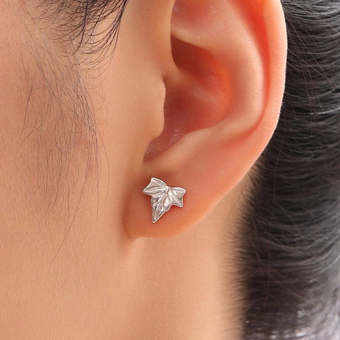 Ivy Leaf Stud Earrings in Sterling Silver, Silver, Gold or Rose Gold, Nature Inspired Leaf Earrings - Image 3