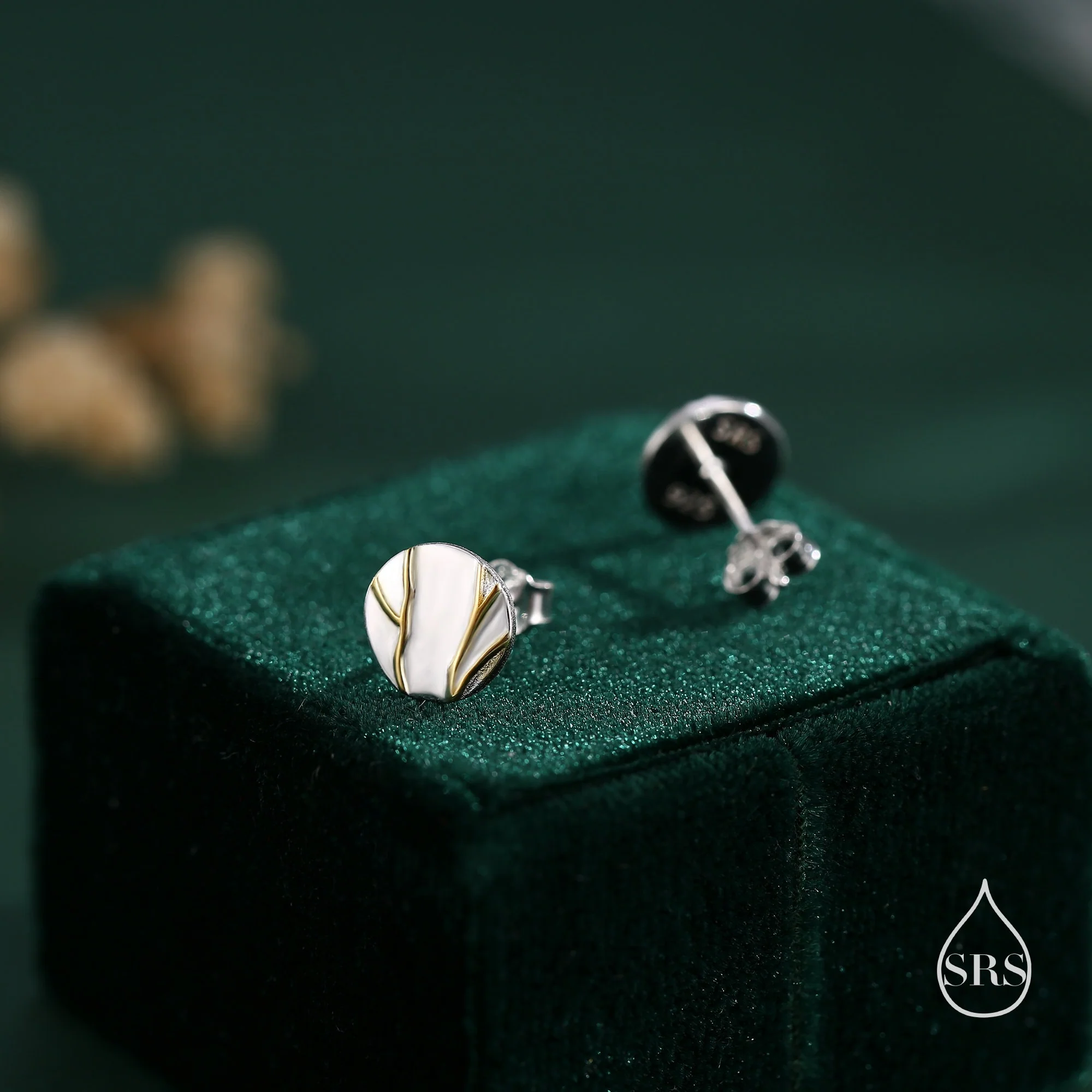 Japanese Kintsugi Inspired Disk Stud Earrings in Sterling Silver, Kintsugi - Art of Embracing of the Flawed or Imperfect - Image 3