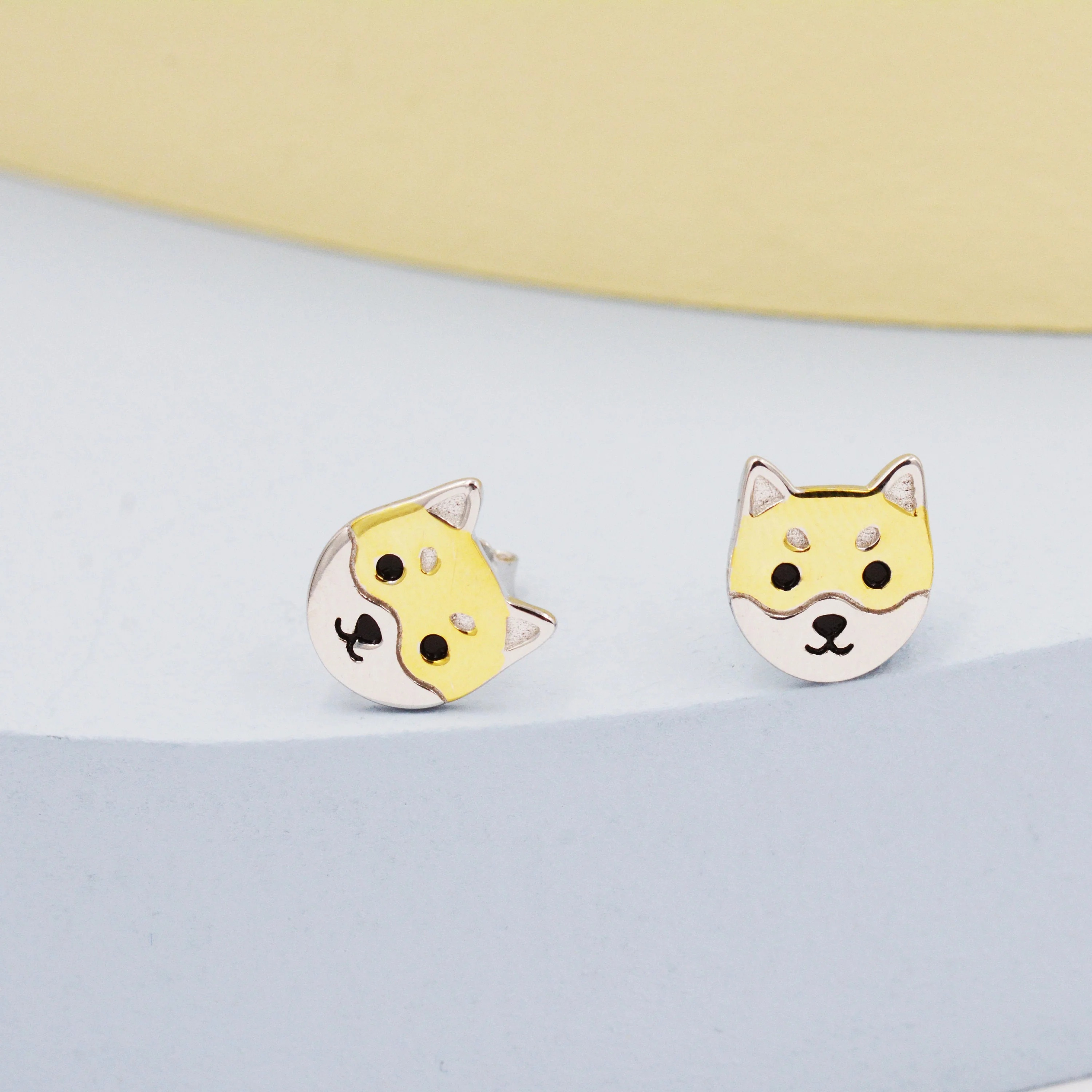 Japanese Shiba Inu Dog Stud Earrings in Sterling Silver - Dog Lover Earrings - Cute Animal Earrings - Cute, Fun, Whimsical - Image 3