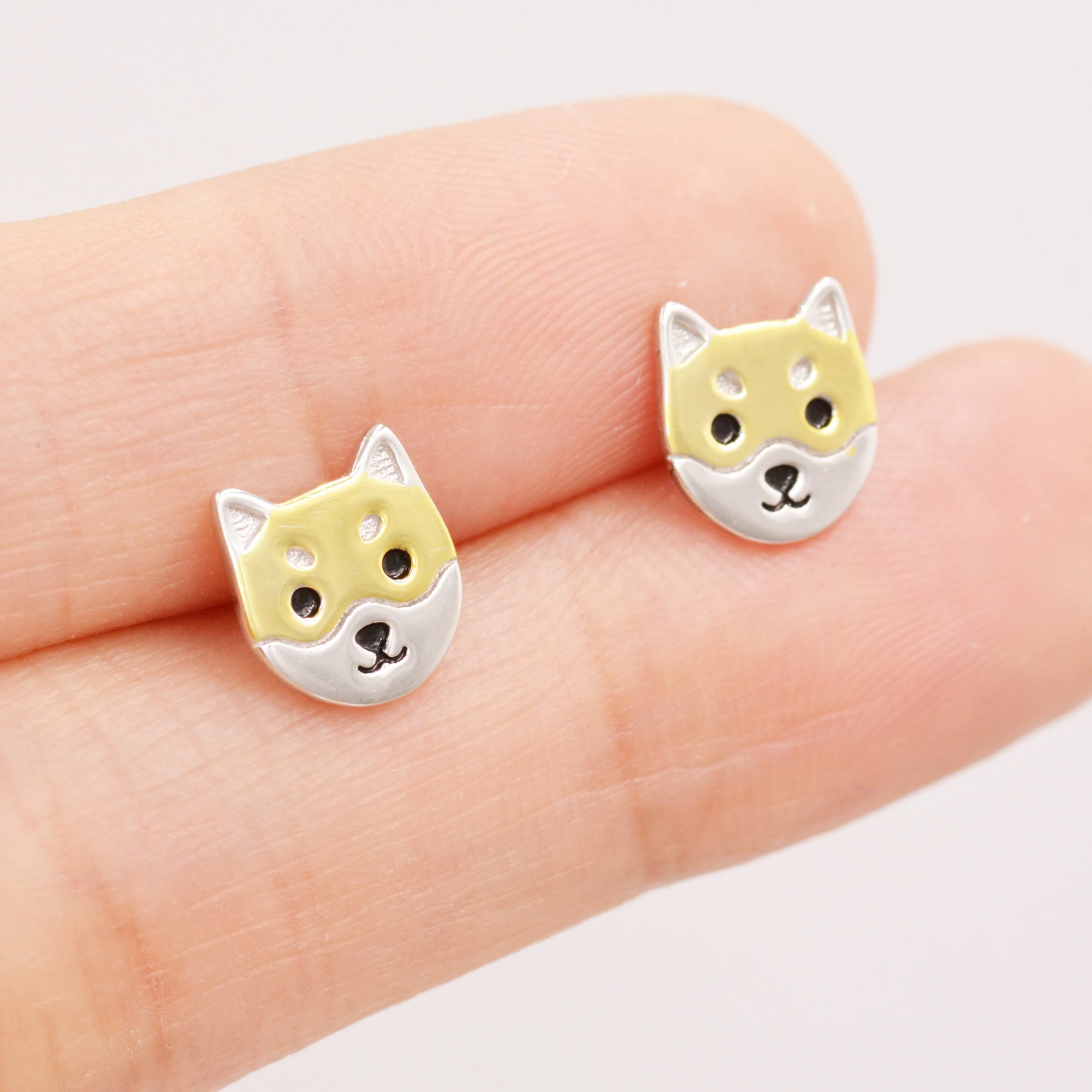 Japanese Shiba Inu Dog Stud Earrings in Sterling Silver - Dog Lover Earrings - Cute Animal Earrings - Cute, Fun, Whimsical - Image 4