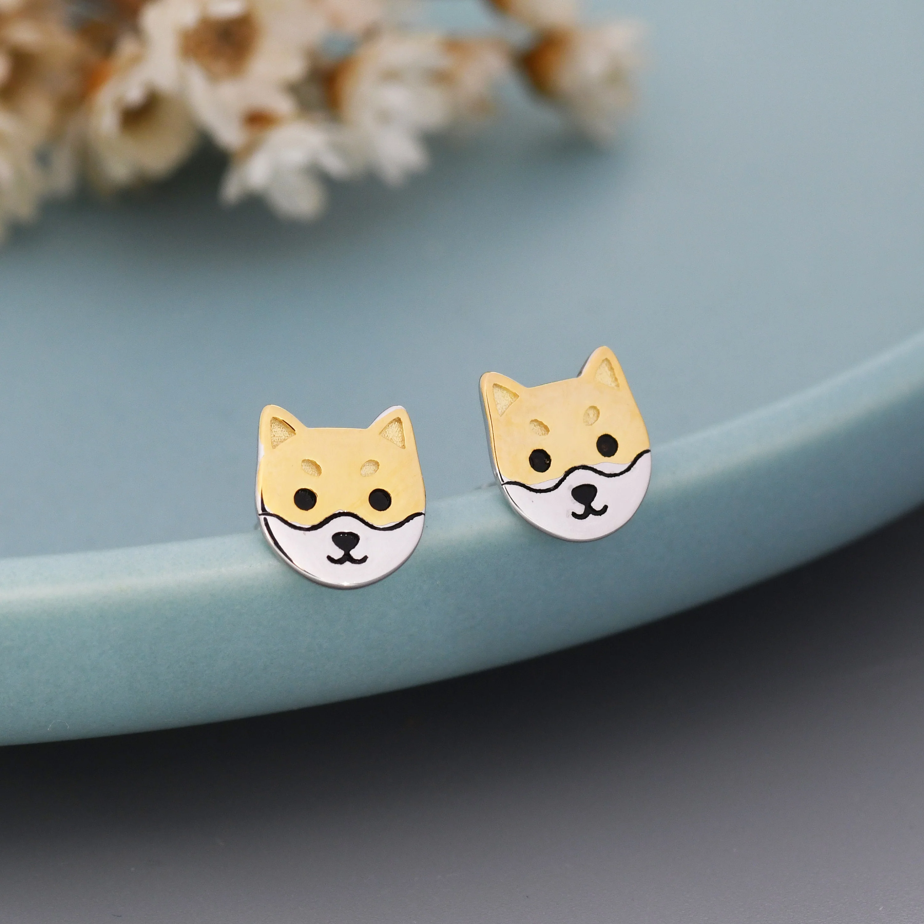 Japanese Shiba Inu Dog Stud Earrings in Sterling Silver - Dog Lover Earrings - Cute Animal Earrings - Cute, Fun, Whimsical - Image 6
