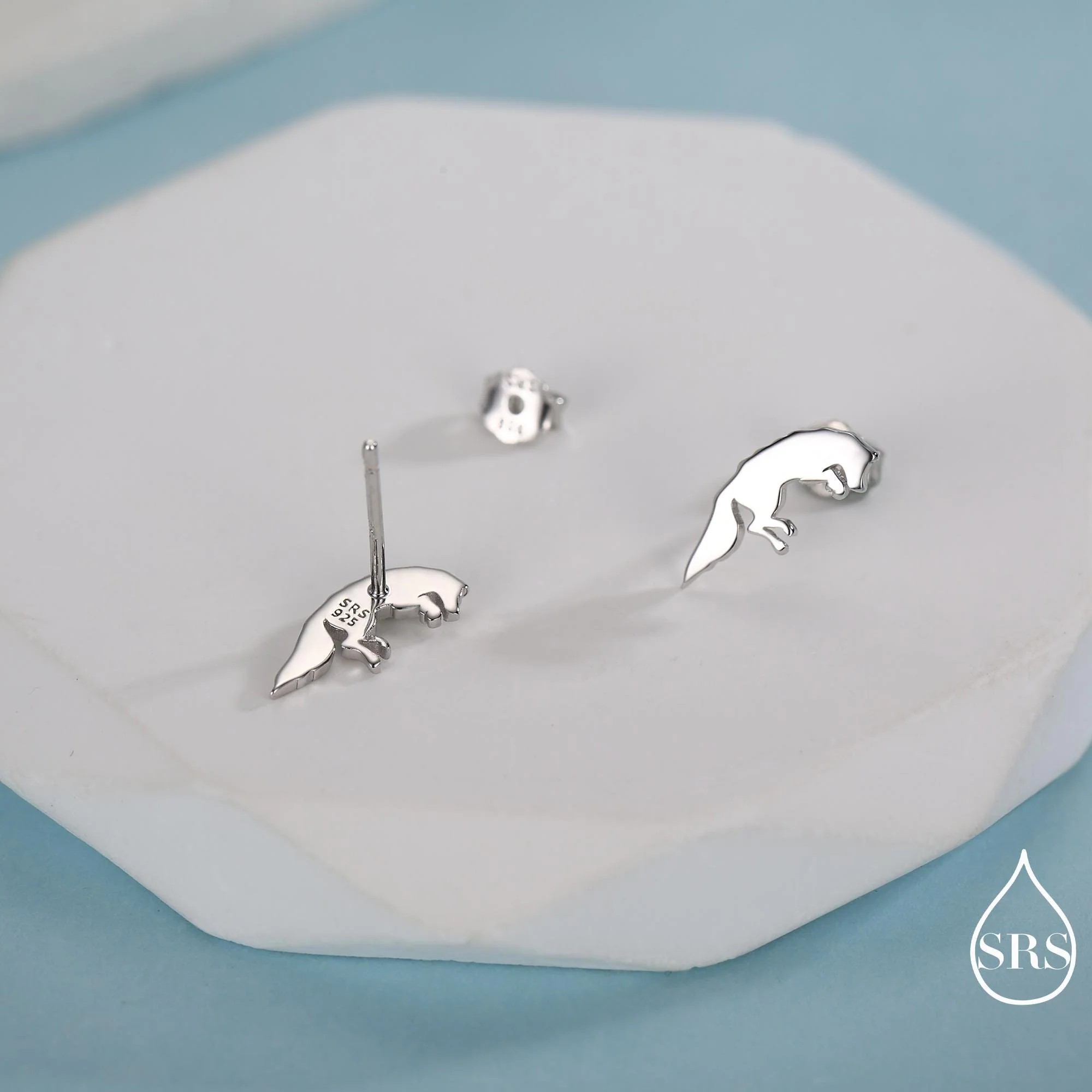 Jumping Fox Stud Earrings in Sterling Silver, Pouncing Fox Earrings, Gold or Rose Gold Finish, Nature Inspired Animal Earrings - Image 4
