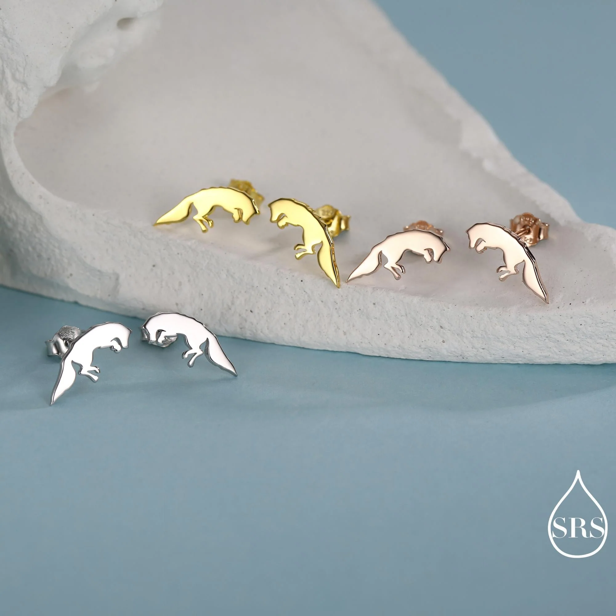 Jumping Fox Stud Earrings in Sterling Silver, Pouncing Fox Earrings, Gold or Rose Gold Finish, Nature Inspired Animal Earrings - Image 7