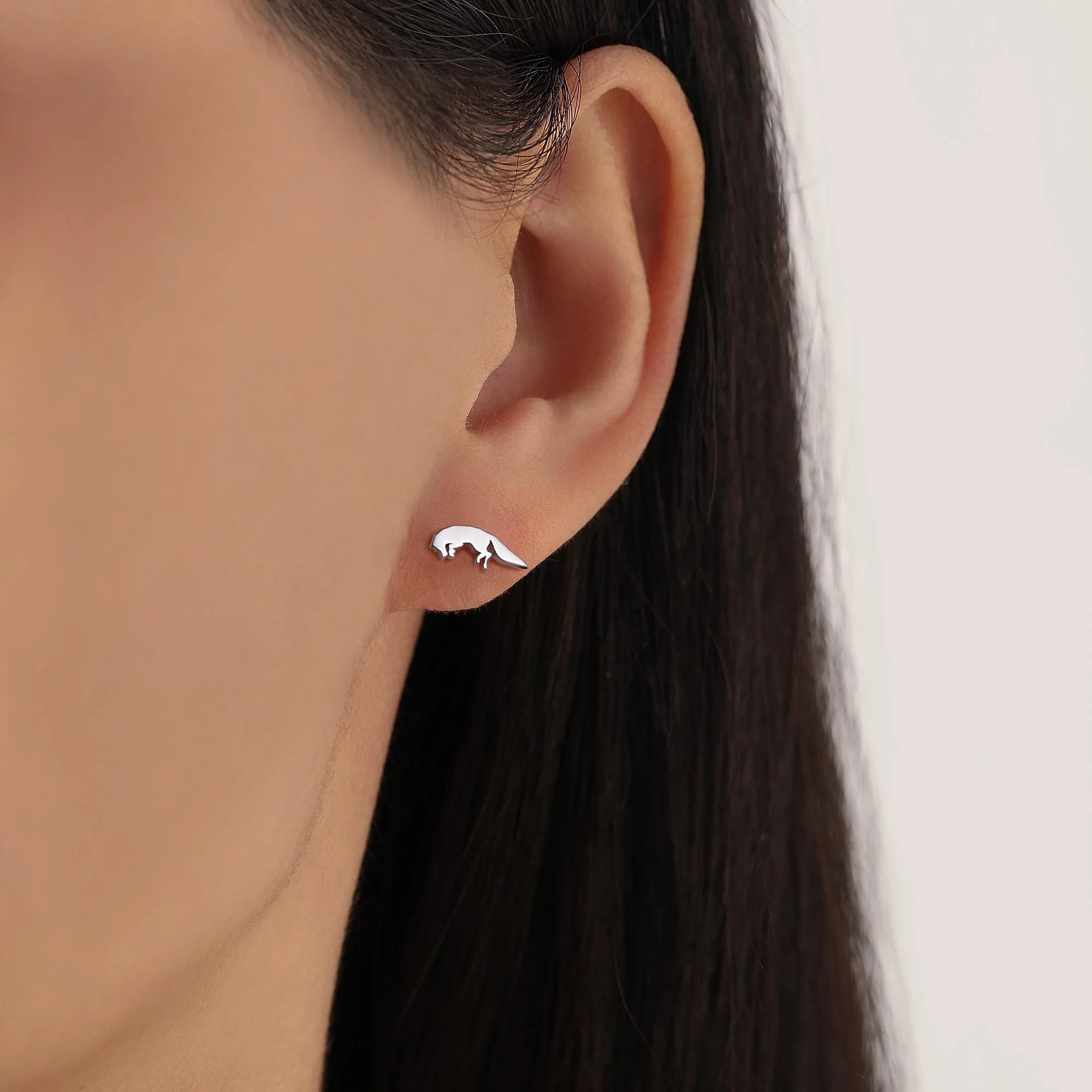 Jumping Fox Stud Earrings in Sterling Silver, Pouncing Fox Earrings, Gold or Rose Gold Finish, Nature Inspired Animal Earrings - Image 8