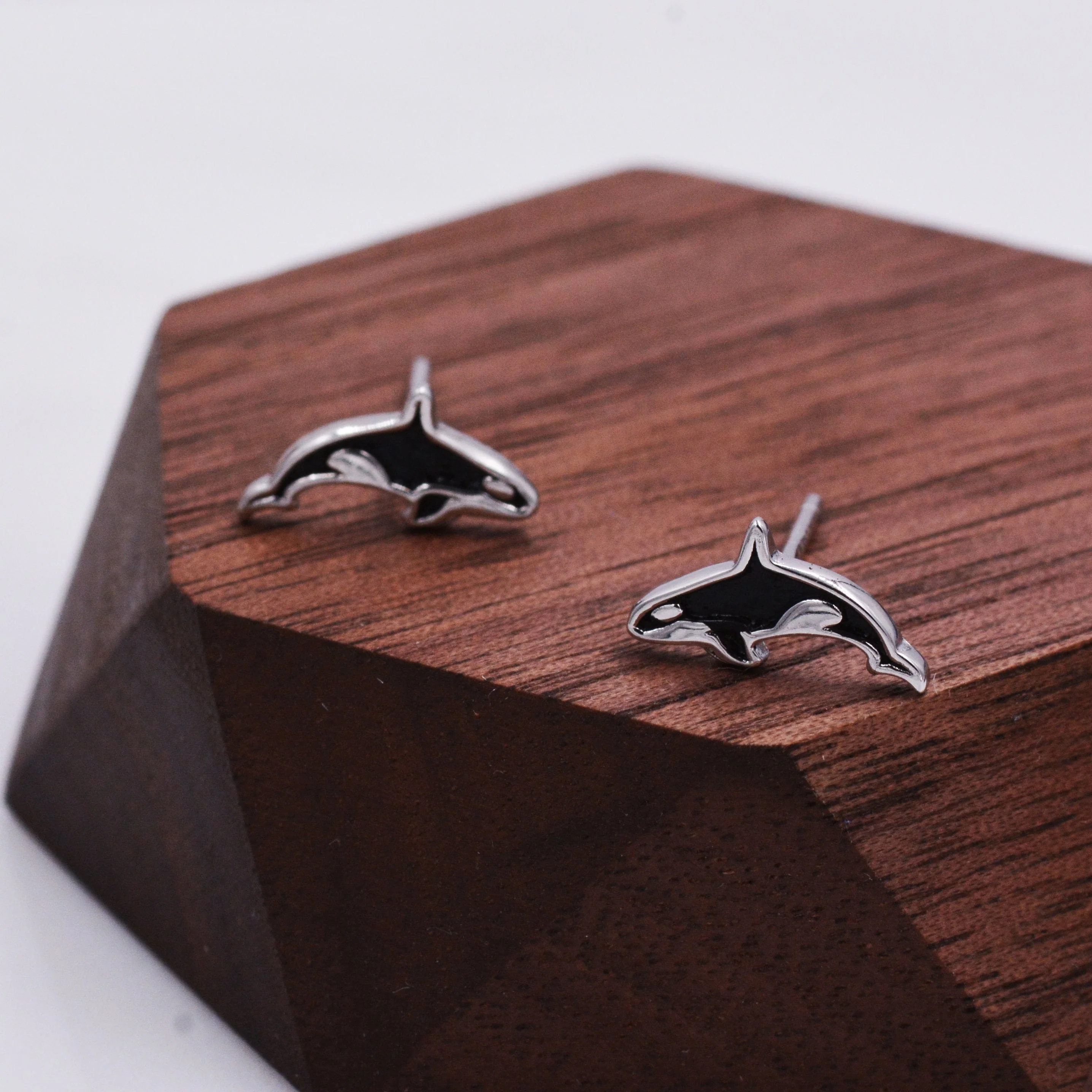 Killer Whale Stud Earrings in Sterling Silver, Fish Earrings, Ocean Theme Stud, Cute Dainty Minimal Jewellery - Image 3