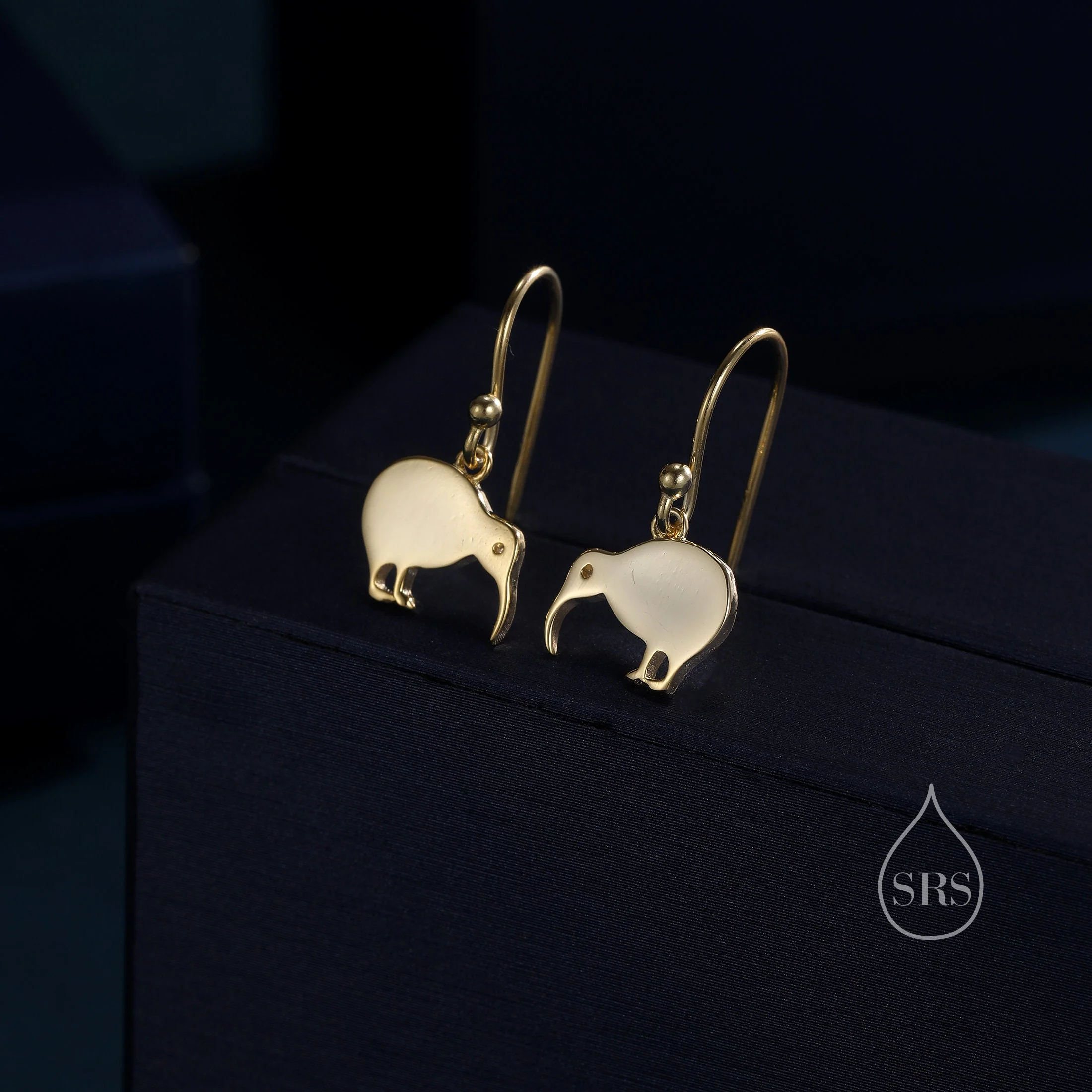 Kiwi Bird Drop Hook Earrings in Sterling Silver, Silver Gold or Rose Gold, Kiwi Bird Earrings - Image 3