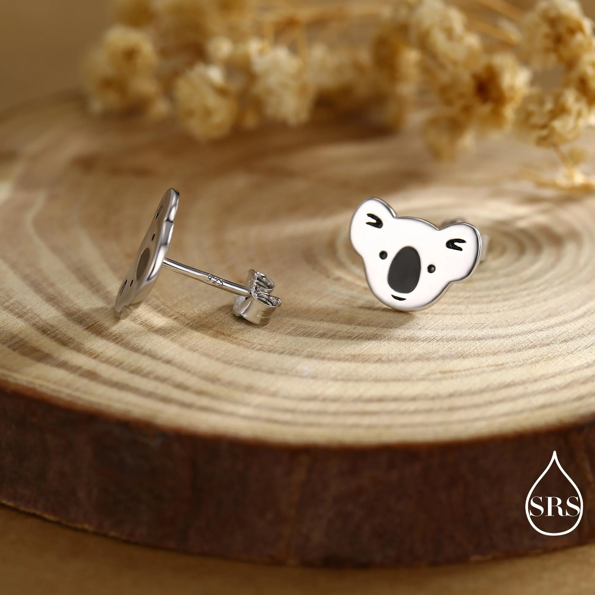 Koala Bear Stud Earrings in Sterling Silver, Cute Fun Quirky Animal Jewellery, Jewelry Gift for Her, Animal Lover, Nature Inspired - Image 3