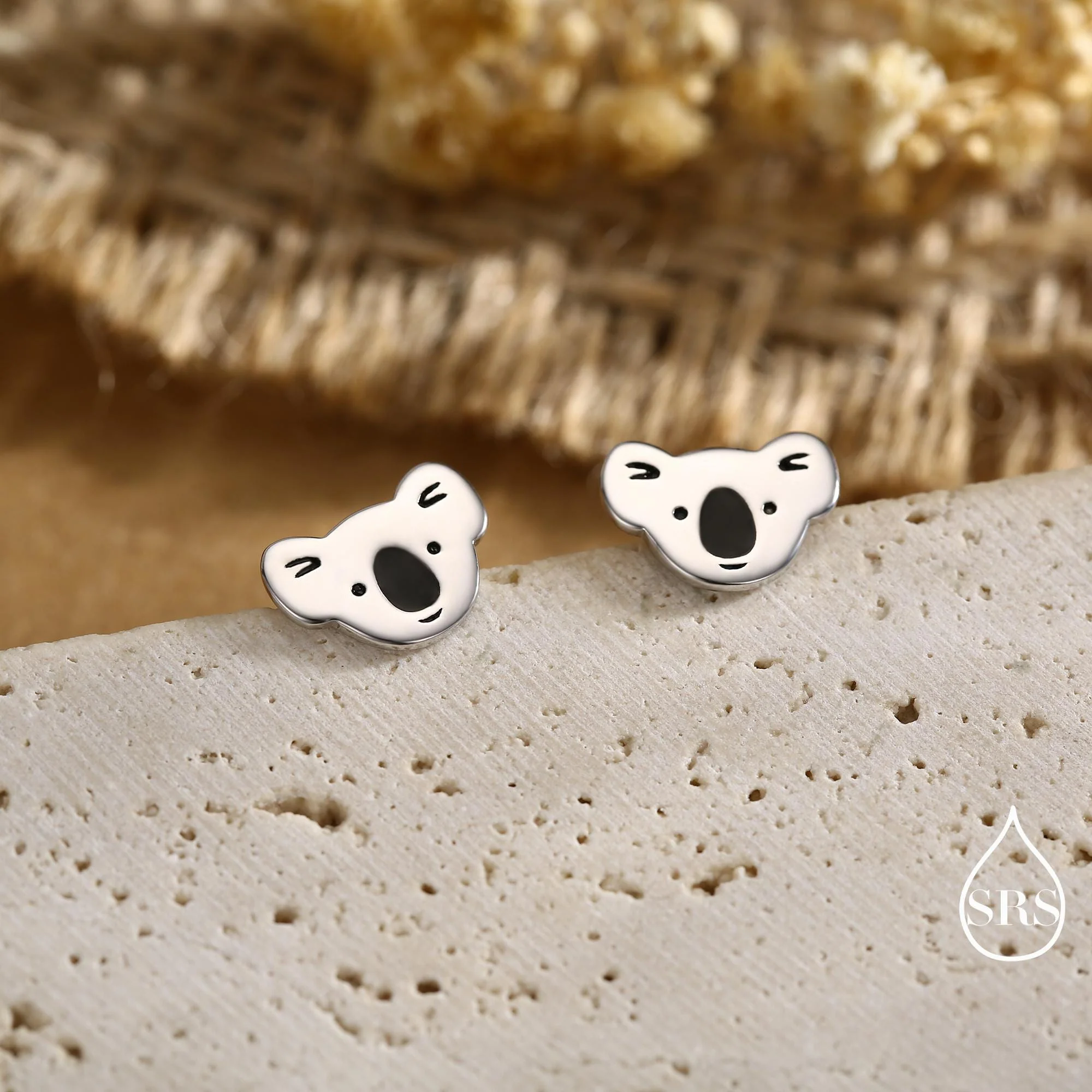 Koala Bear Stud Earrings in Sterling Silver, Cute Fun Quirky Animal Jewellery, Jewelry Gift for Her, Animal Lover, Nature Inspired - Image 4