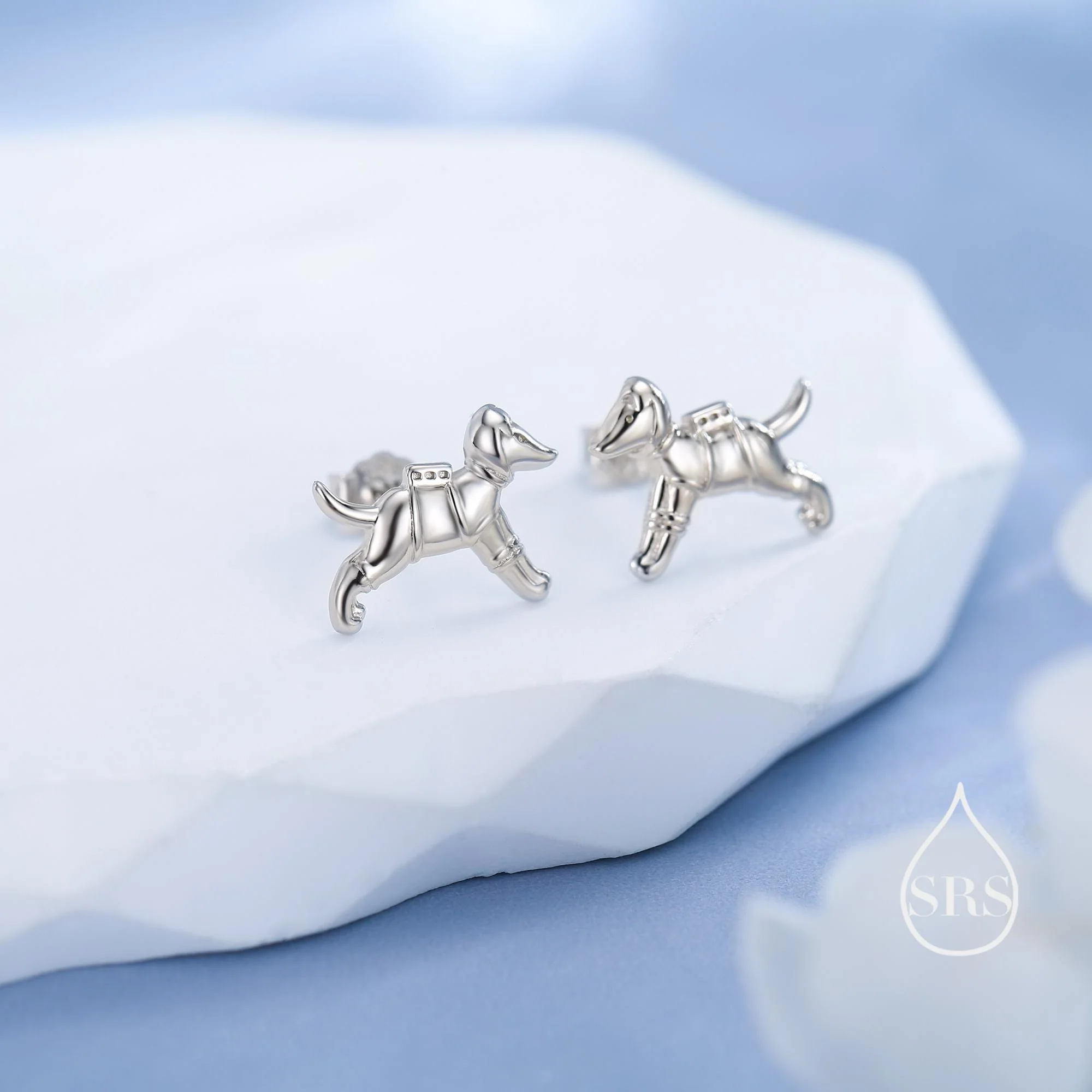 Laika the Space Dog Tiny Stud Earrings in Sterling Silver, Silver or Gold or Rose Gold, Cute Dog Earrings - Image 2