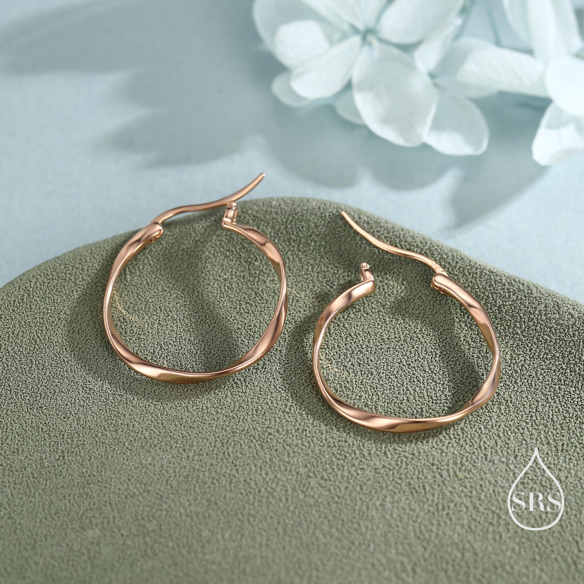 Large Mobius Hoop Earrings in Sterling Silver, Silver or Gold or Rose Gold, Large Twisted hoops, 22mm Hoops, Twist Hoops - Image 4