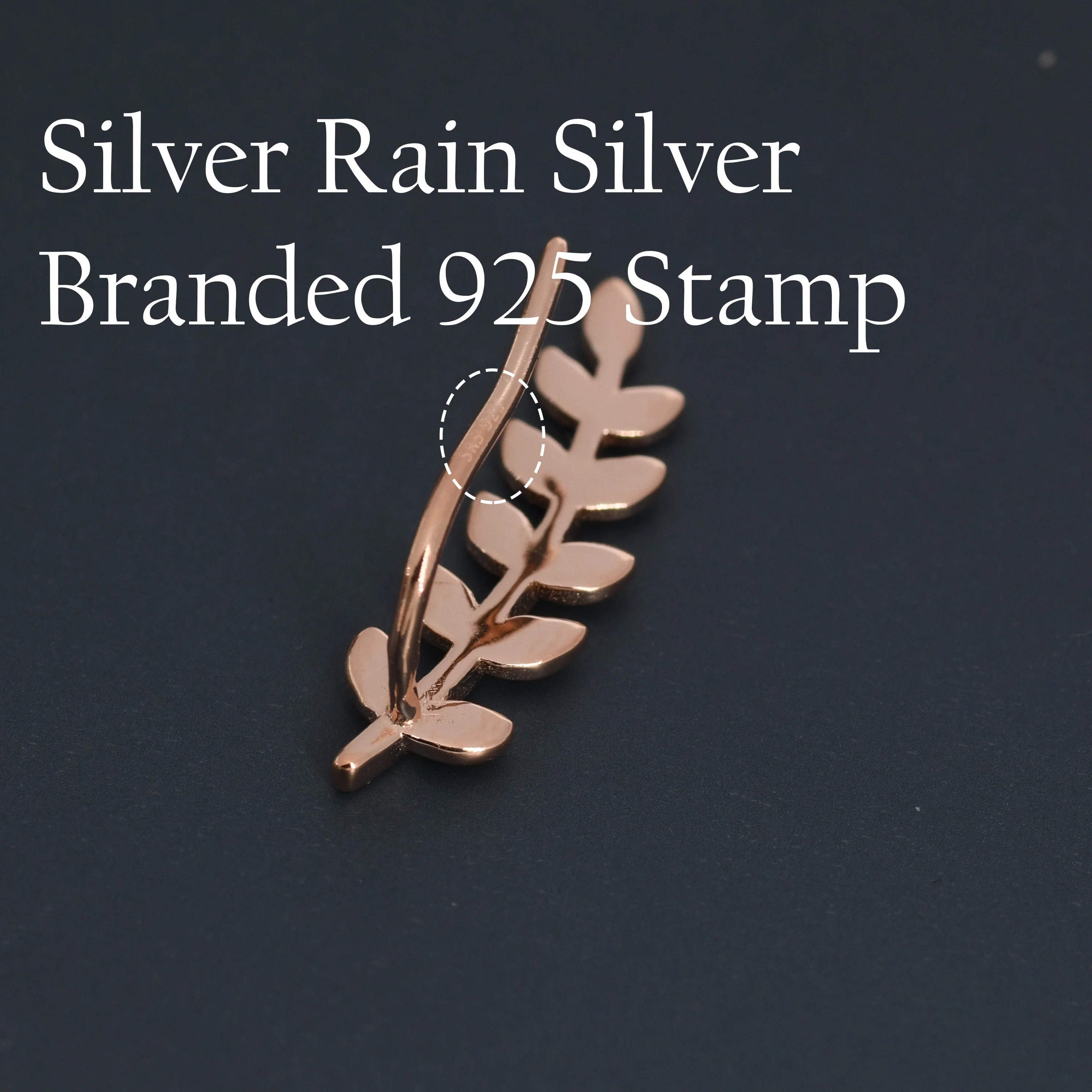 Leaf crawler Earrings in Sterling Silver, Silver, Gold or Rose Gold, Olive Branch Climber Earrings, Nature Inspired Ear Climbers - Image 3