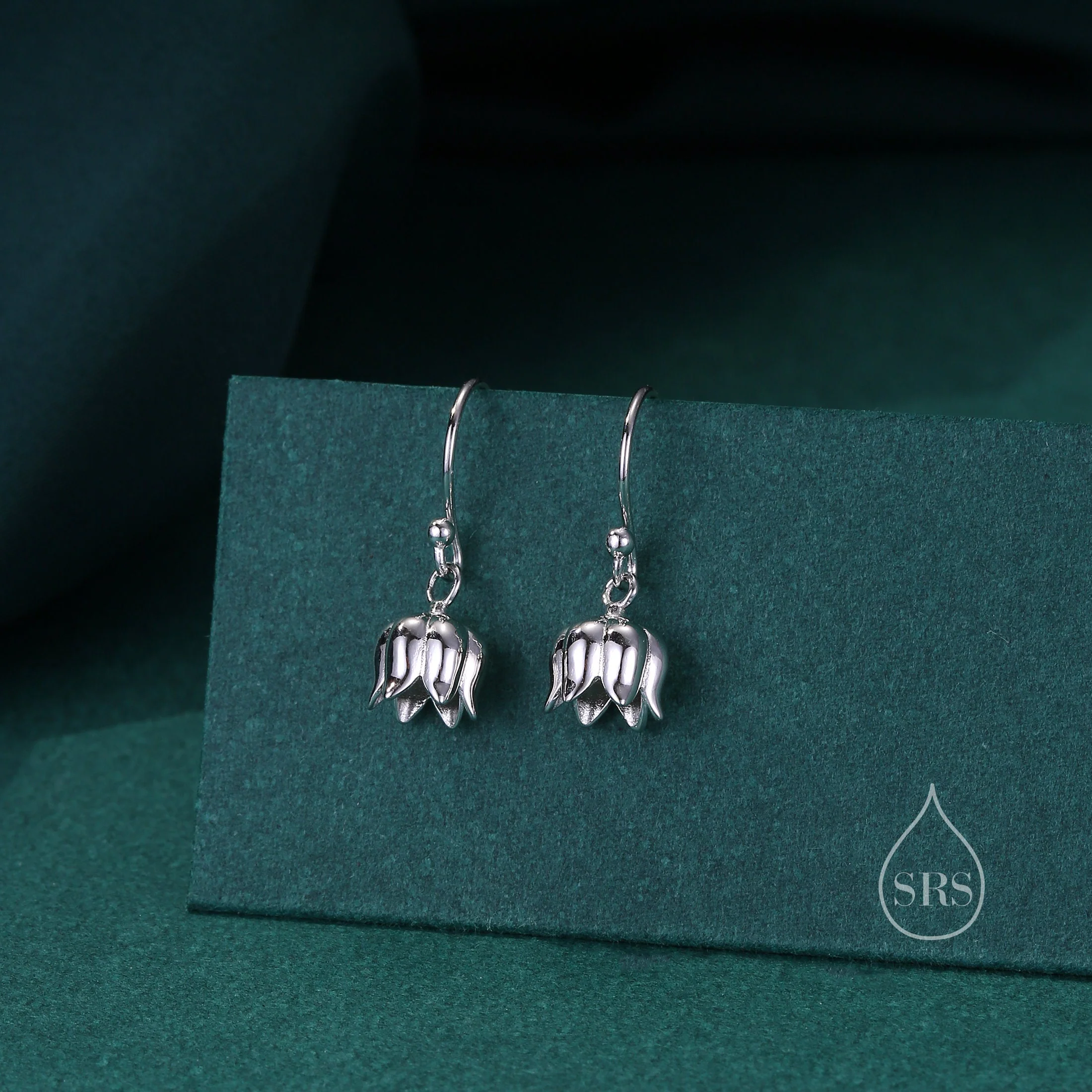 Lily of the valley Dangle Hook Earrings in Sterling Silver, Lily of the Valley Flower Dangle Earrings - Image 4