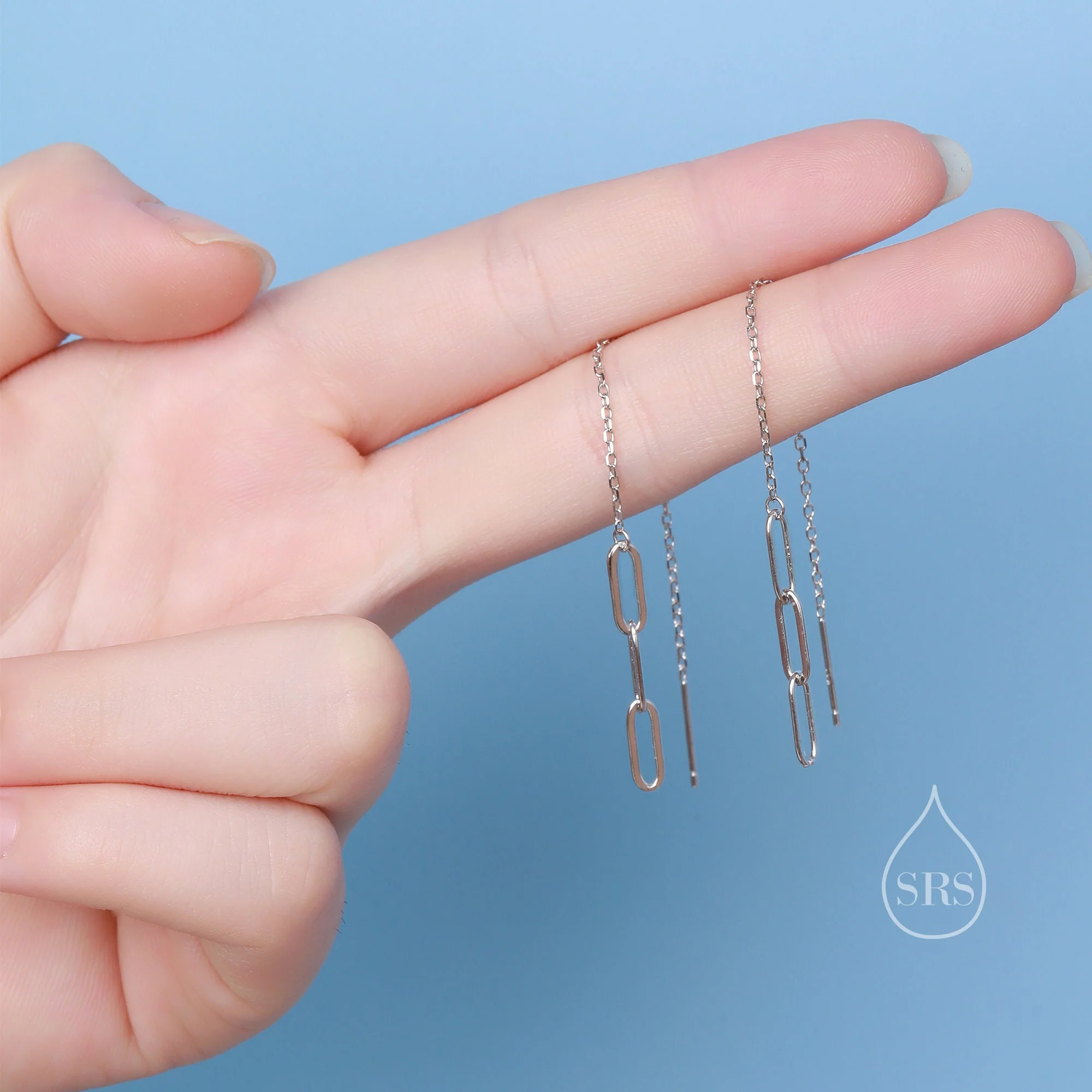 Link Chain Threader Earrings in Sterling Silver, Silver or Gold, Sparkle Chain Long Ear Threaders, Long Threaders - Image 5