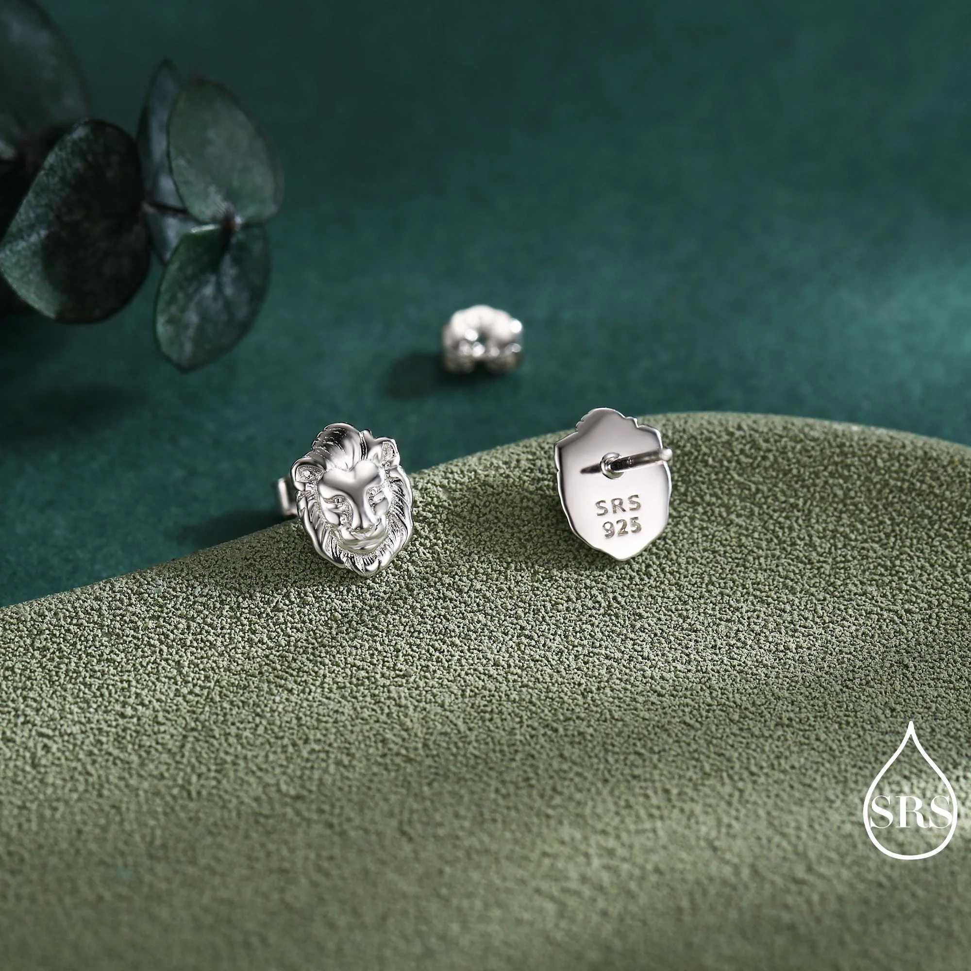 Lion Head Stud Earrings in Sterling Silver, Silver or Gold, Animal Earrings, Nature Inspired - Image 3