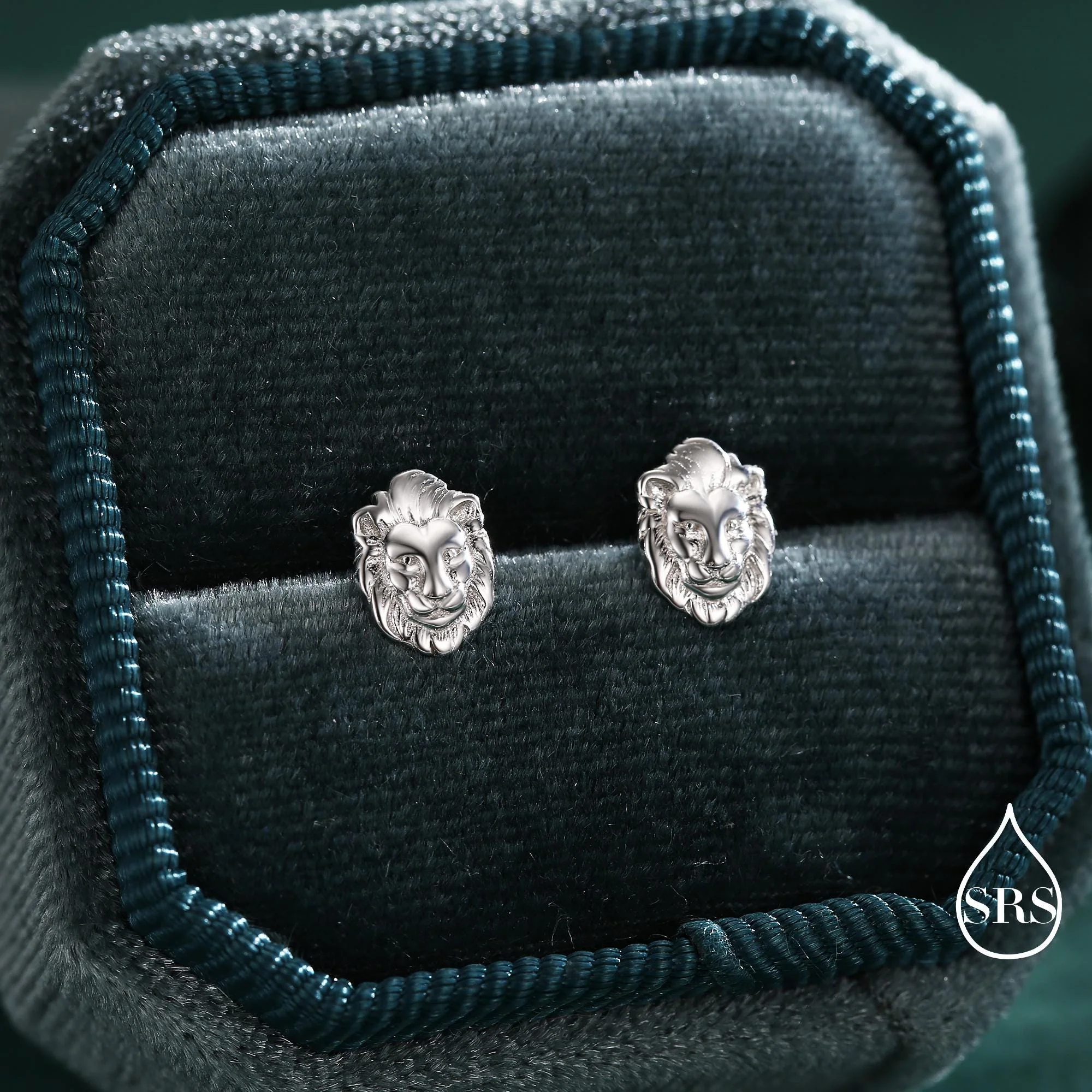 Lion Head Stud Earrings in Sterling Silver, Silver or Gold, Animal Earrings, Nature Inspired - Image 4