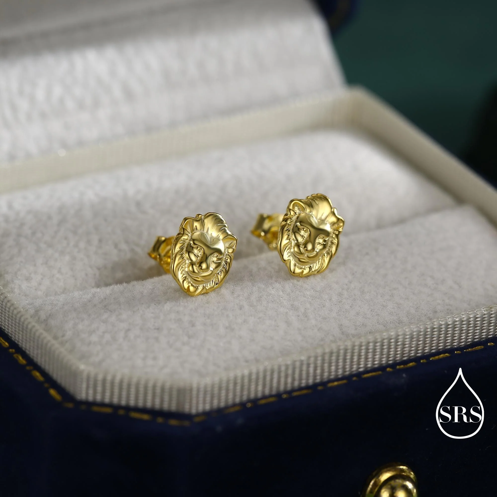 Lion Head Stud Earrings in Sterling Silver, Silver or Gold, Animal Earrings, Nature Inspired - Image 6