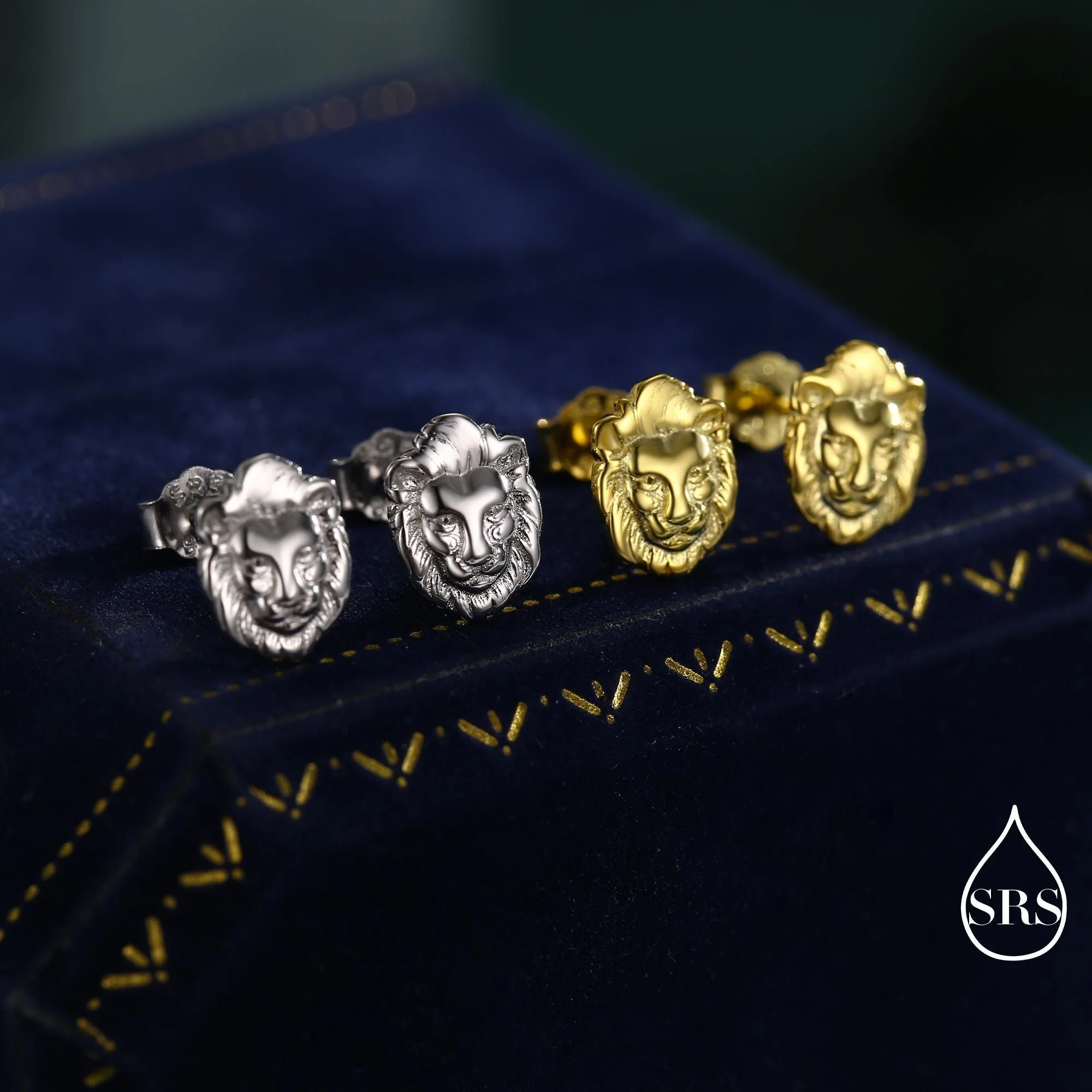 Lion Head Stud Earrings in Sterling Silver, Silver or Gold, Animal Earrings, Nature Inspired - Image 7