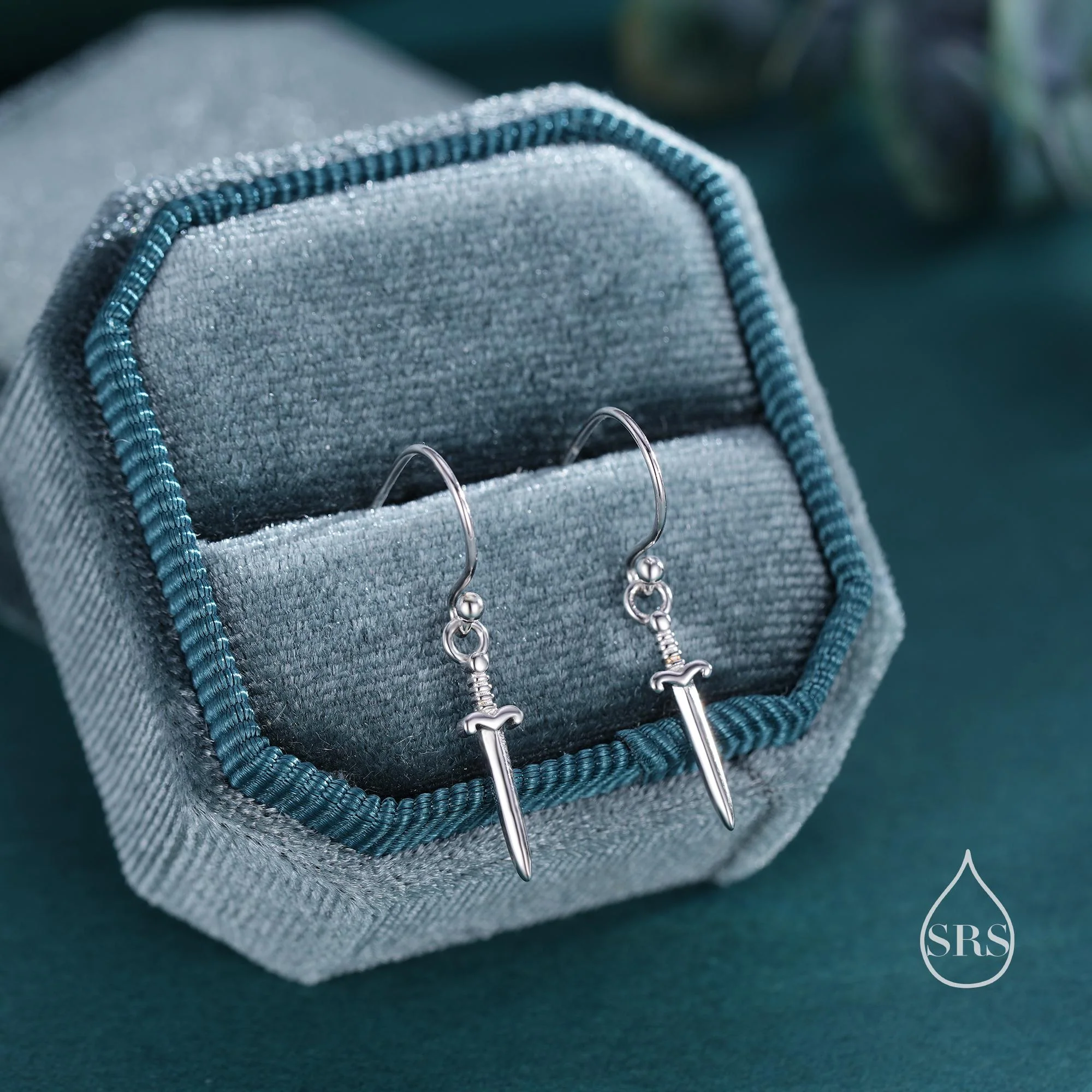 Little Dagger Sword Drop Hook Earrings in Sterling Silver - Sword Dangle Drop Earrings, Sword Earrings - Image 2