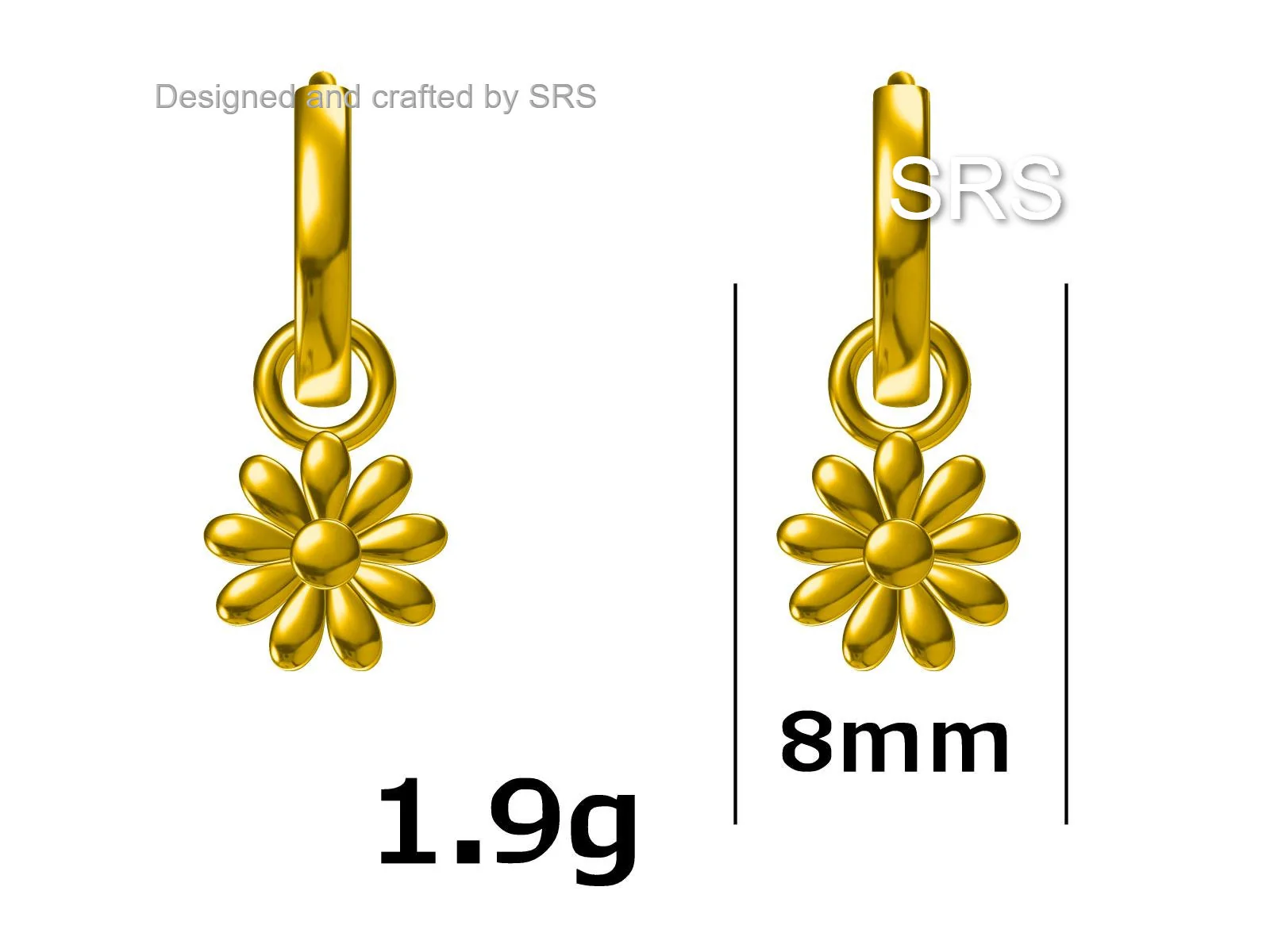 Little Daisy Flower Charmed Hoop Earrings in Sterling Silver - Cute Flower Blossom Huggie Hoop Earrings - Fun, Whimsical - Image 5