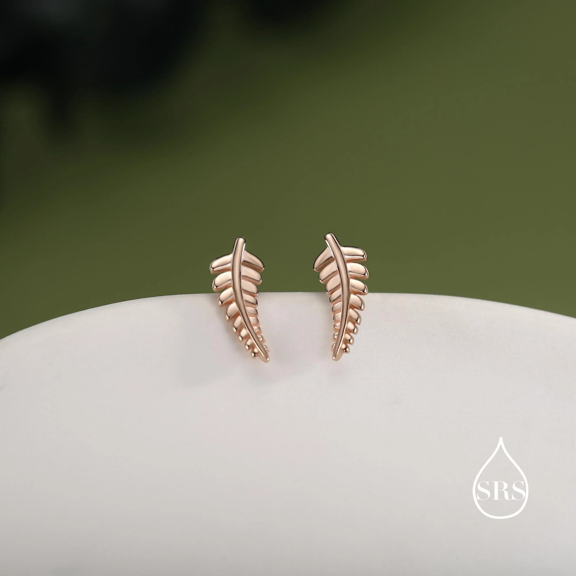 Little Fern Leaf Stud Earrings in Sterling Silver - Plant Earrings - Natured Inspired Earrings - Cute, Fun, Whimsical - Image 3