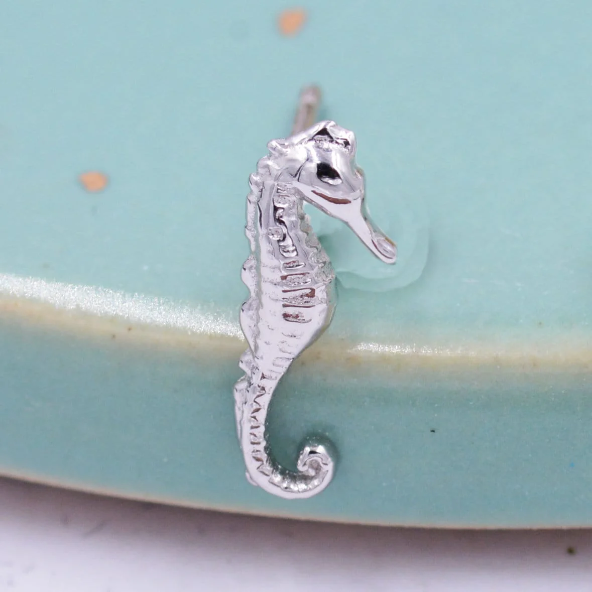 Little Seahorse Fish Stud Earrings in Sterling Silver, Cute Fun Quirky Animal Jewellery, Gift for Her, Animal Lover, Nature Inspired - Image 5