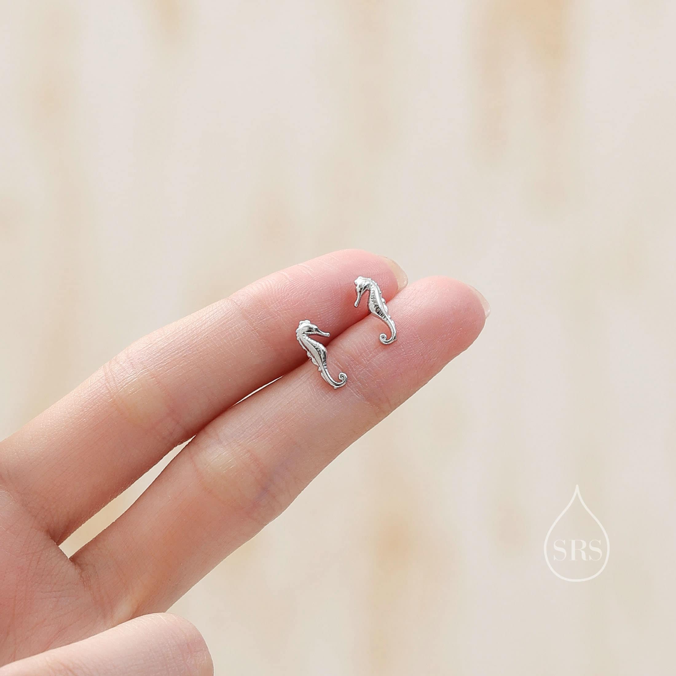 Little Seahorse Fish Stud Earrings in Sterling Silver, Cute Fun Quirky Animal Jewellery, Gift for Her, Animal Lover, Nature Inspired - Image 6