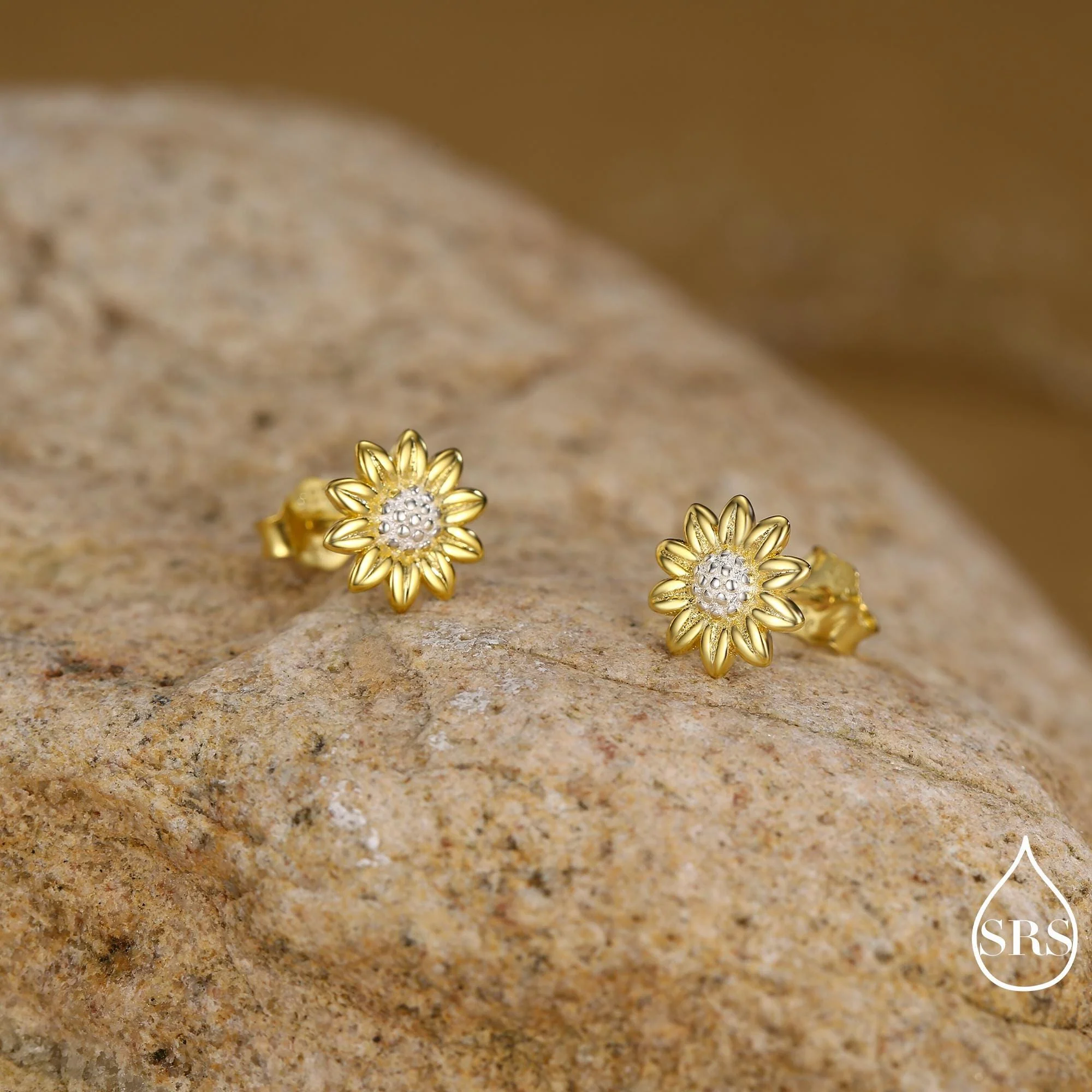 Little Sunflower Flower Stud Earrings in Sterling Silver - Flower Earrings - Cute Flower Blossom Daisy Earrings - Fun, Whimsical - Image 6
