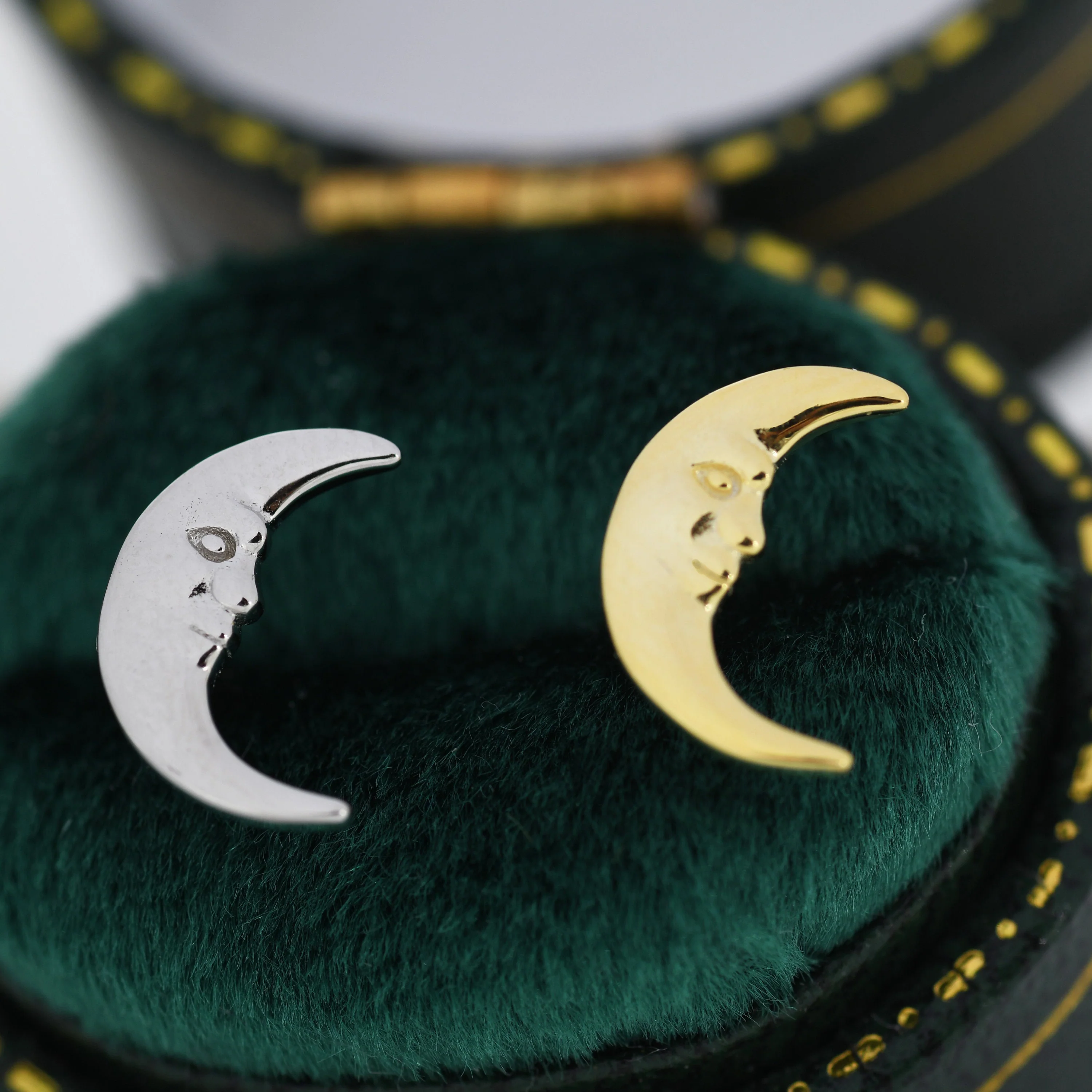 Man in the Moon Stud Earrings in Sterling Silver - Moon Face Earrings - Gold or Silver - Cute, Fun, Whimsical and Pretty Jewellery - Image 4