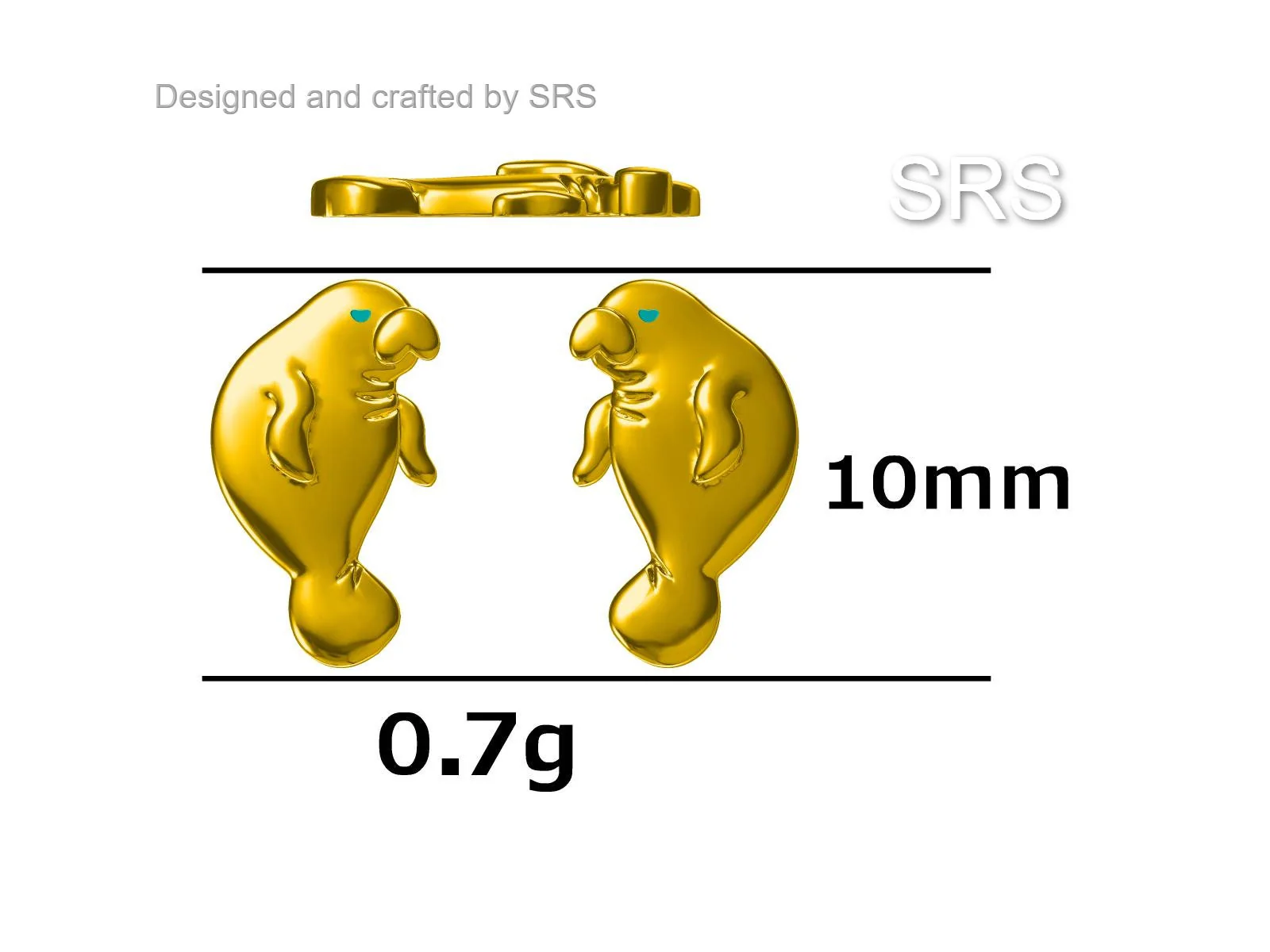 Manatee Stud Earrings in Sterling Silver, Nature Inspired Animal Earrings - Image 10