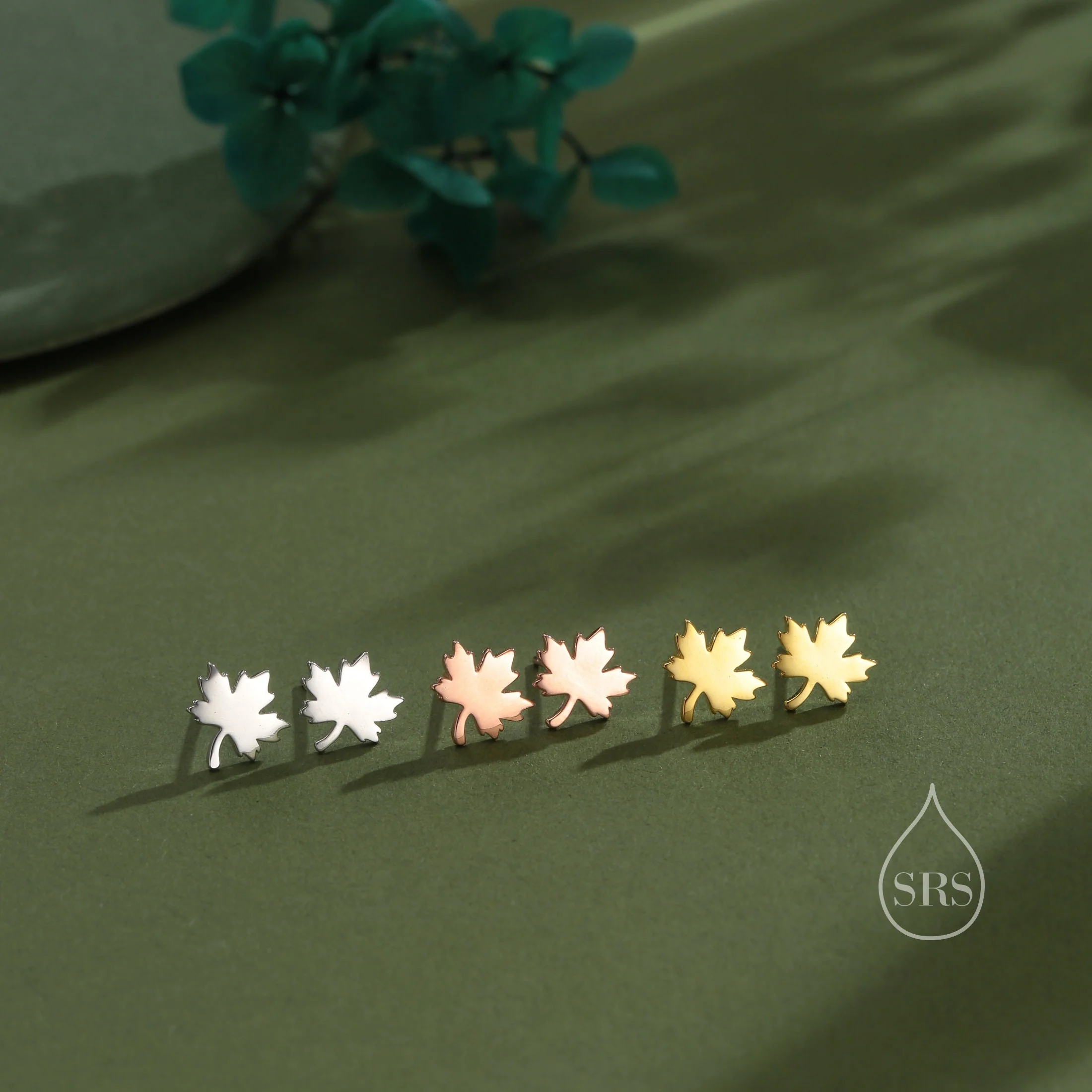 Maple Leaf Stud Earrings in Sterling SilverNature Inspired Flower Earrings -Leaf Earrings,  Silver Gold or Rose Gold, Fun, Whimsical - Image 6