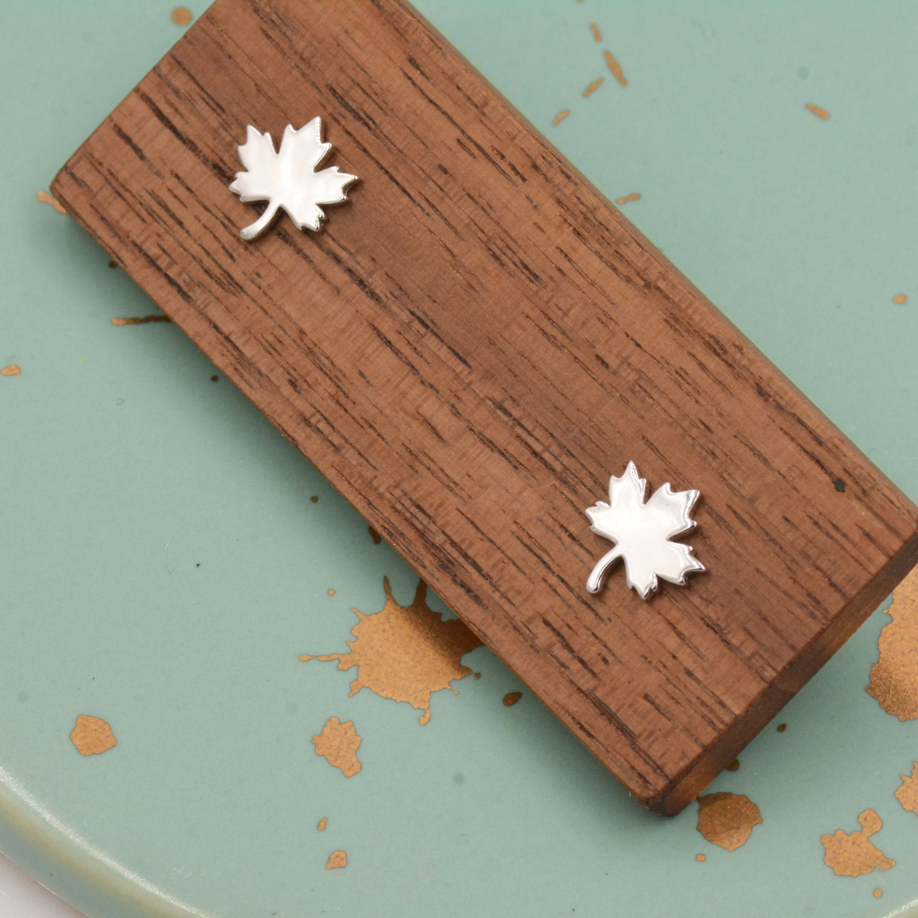 Maple Leaf Stud Earrings in Sterling SilverNature Inspired Flower Earrings -Leaf Earrings,  Silver Gold or Rose Gold, Fun, Whimsical - Image 9