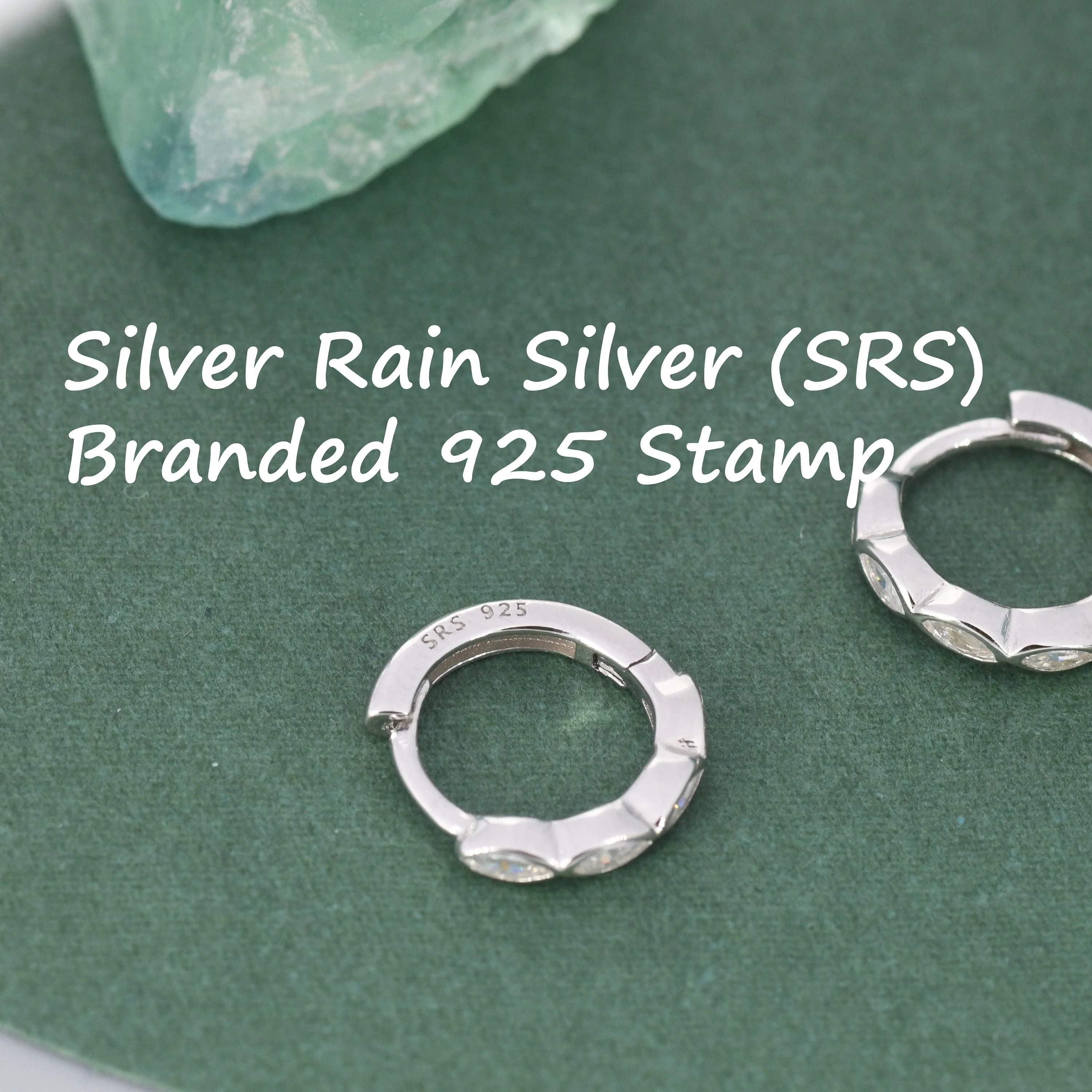 Marquise CZ Huggie Hoop in Sterling Silver, Silver or Gold, Minimalist Simple Hoop Earrings - Image 10