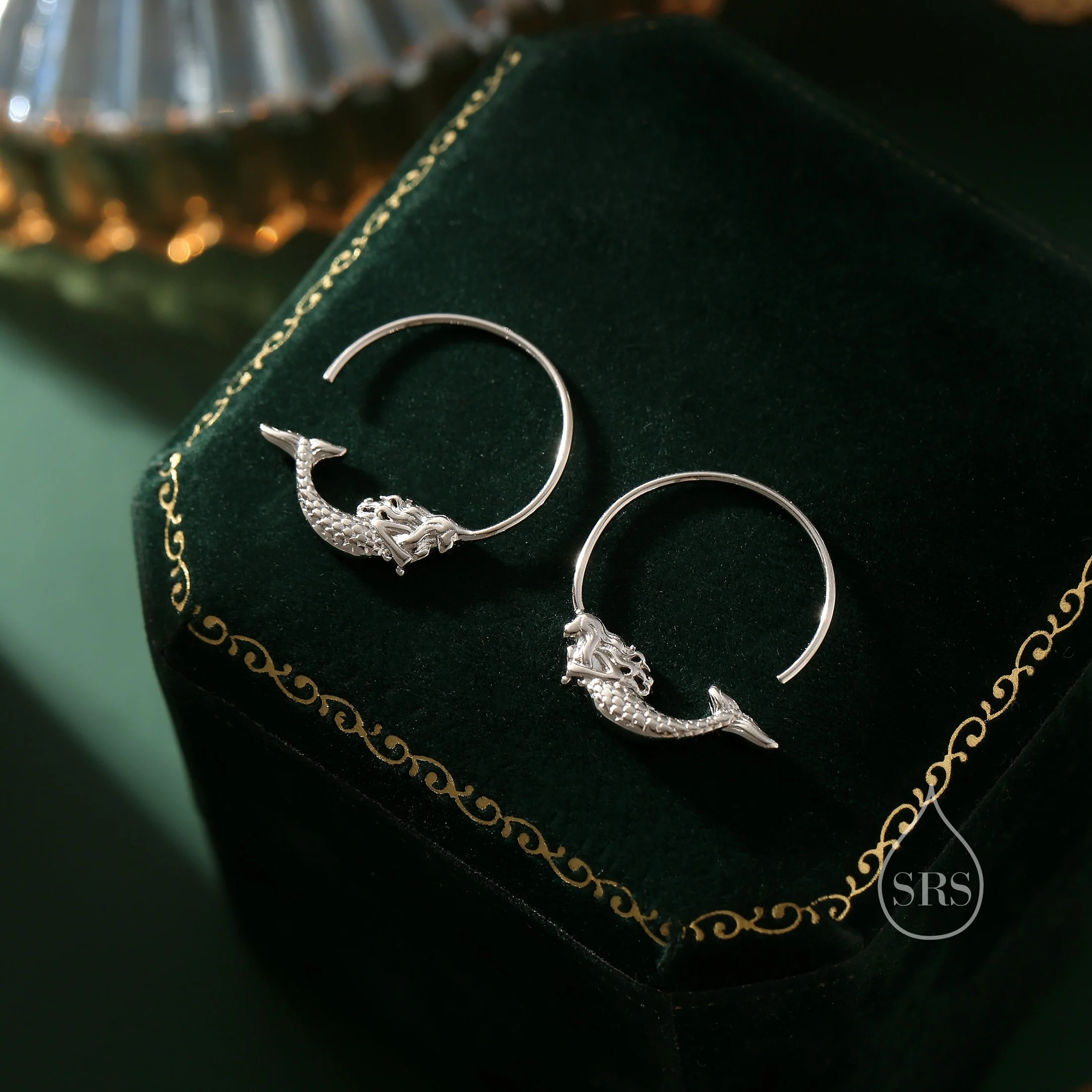 Mermaid Open Hoop Earrings in Sterling Silver, Silver or Gold or Rose Gold, Minimalist Siren Earrings, Simple Mermaid Fish Earrings - Image 2