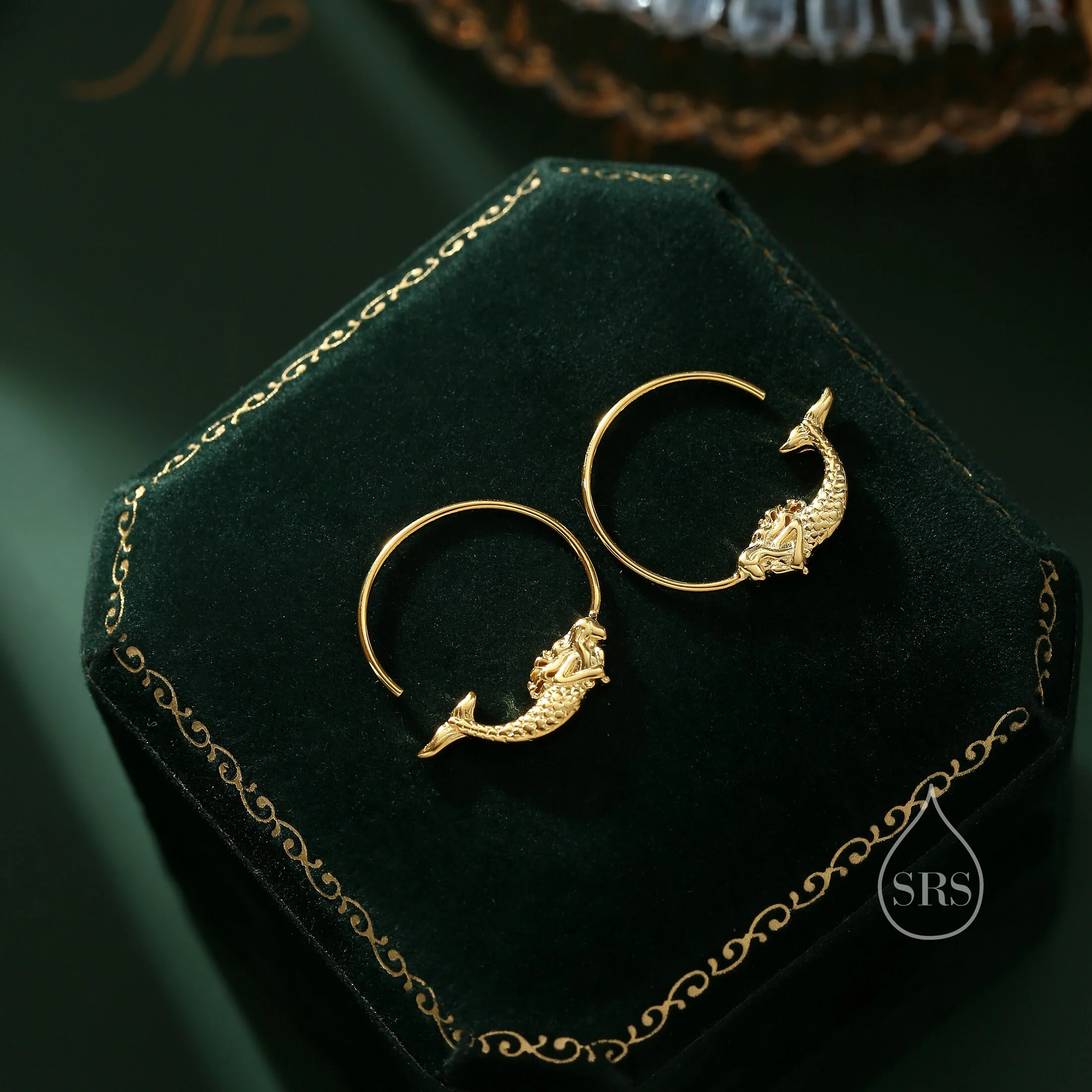 Mermaid Open Hoop Earrings in Sterling Silver, Silver or Gold or Rose Gold, Minimalist Siren Earrings, Simple Mermaid Fish Earrings - Image 4