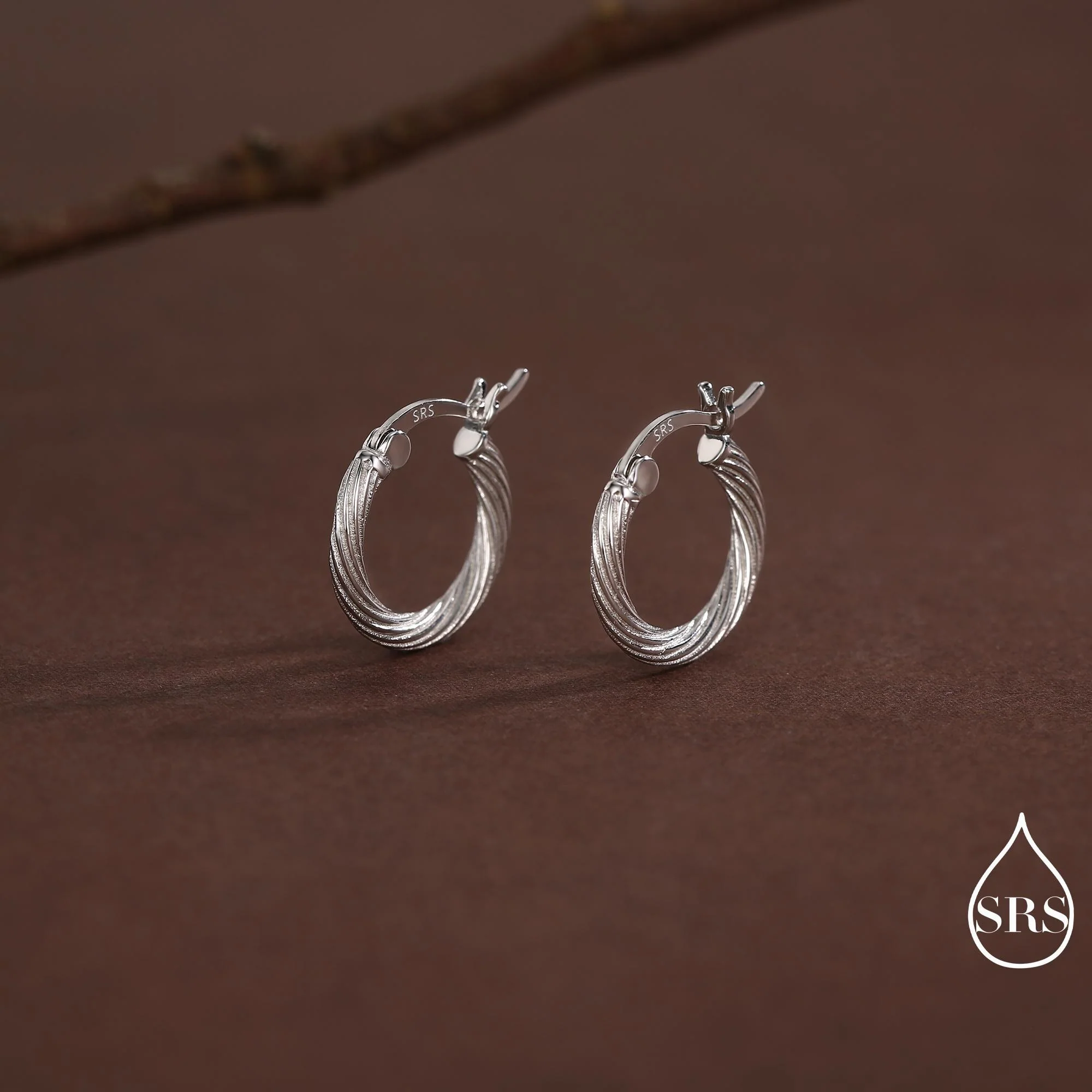 Mini Chunky Braided Hoop Earrings in Sterling Silver, Silver or Gold, Twist Hoop Earrings, Rope Earrings,  10mm Inner Diameter - Image 2